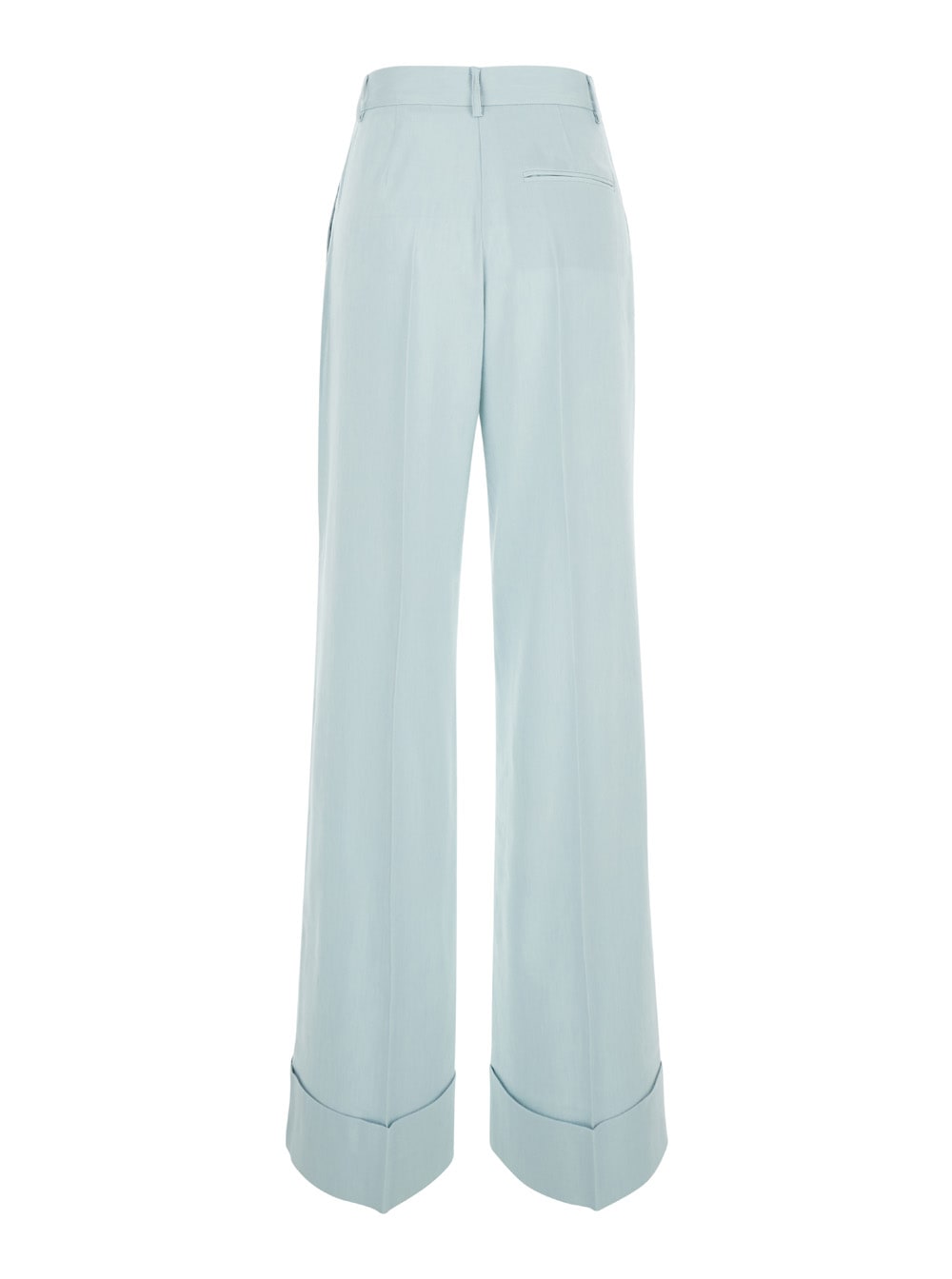 Light Blue Straight Pants With Pinces In Line Blend Woman