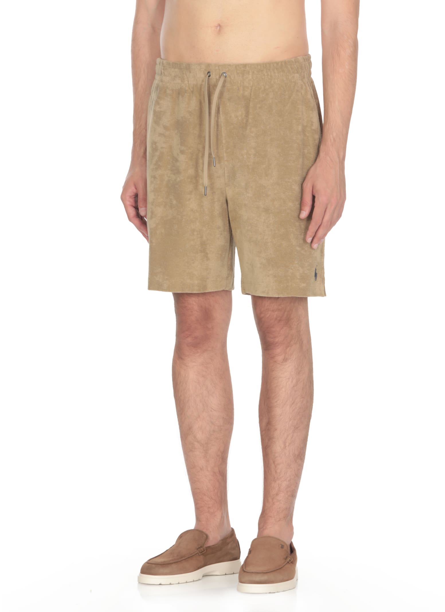 Shop Ralph Lauren Terry Cloth Bermuda Shorts In Beige