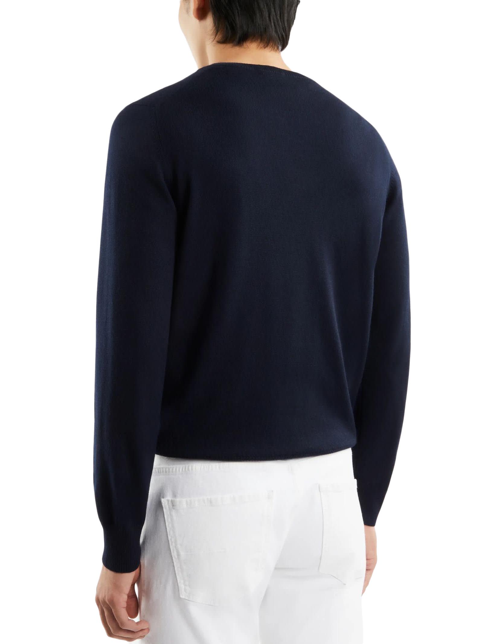 Shop Fay Jumper In Blue Merinos Wool Knit