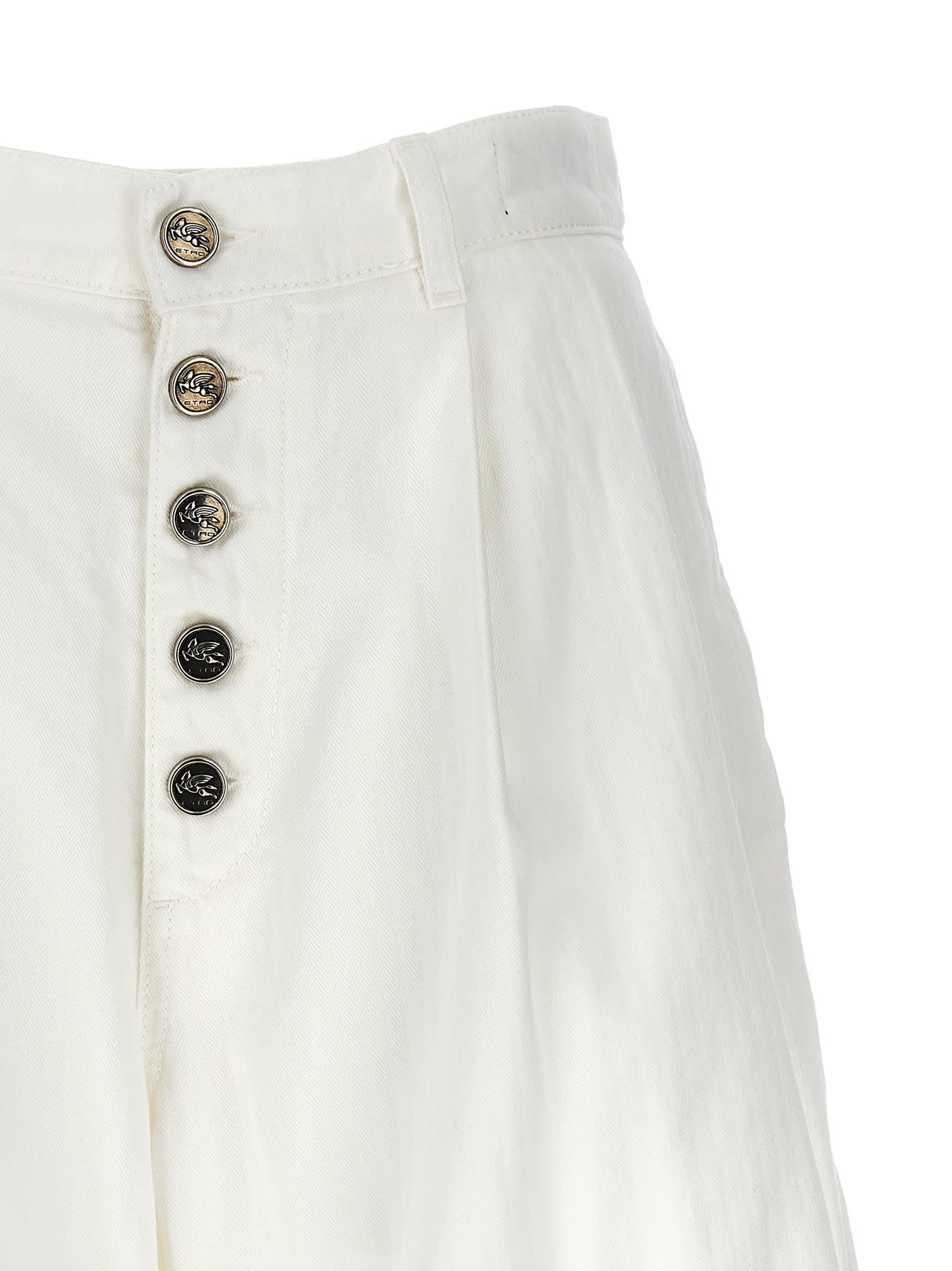 Shop Etro Chevron Bermuda Shorts In Bianco