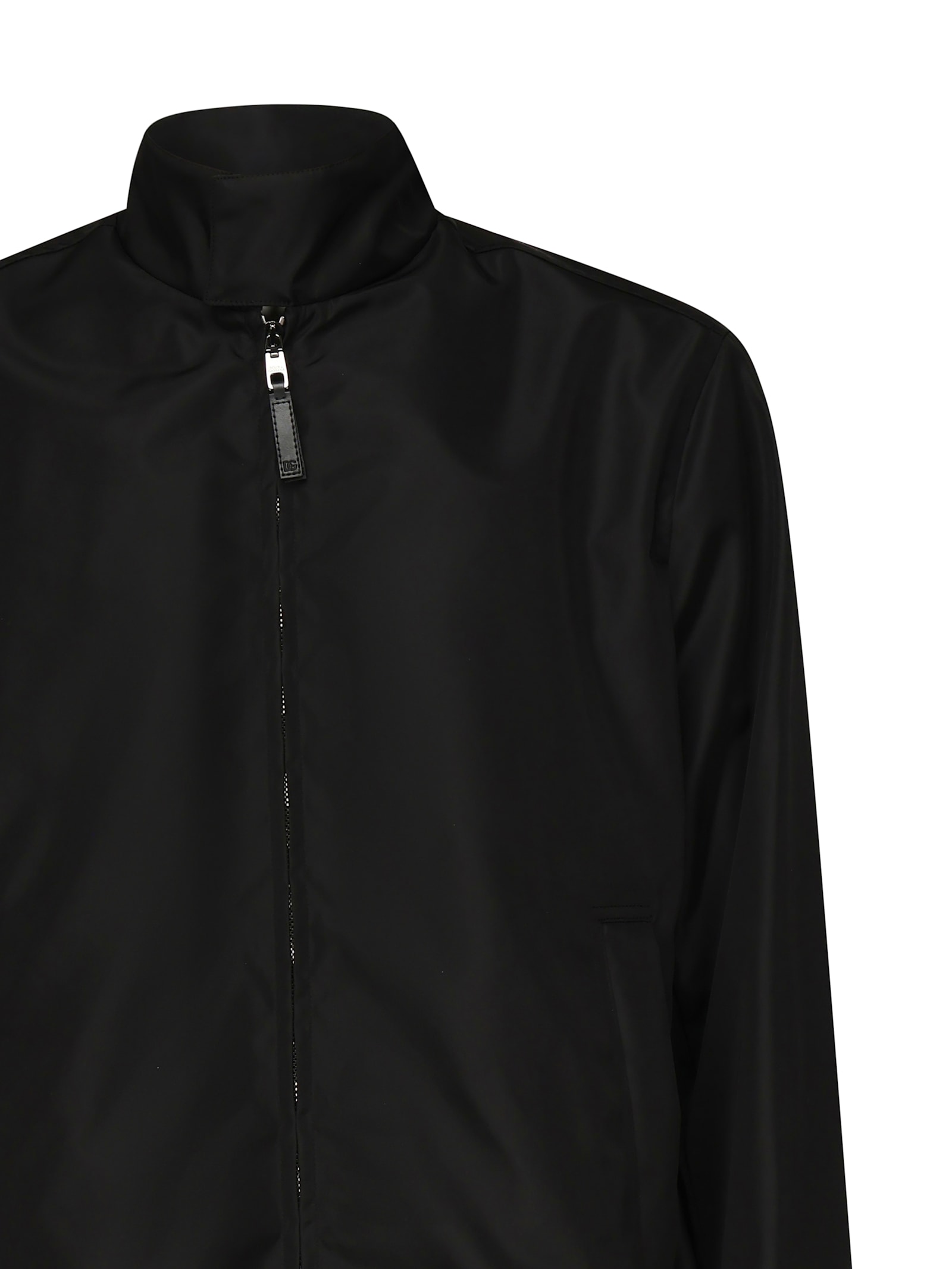 Dolce & Gabbana Canvas Bomber Jacket With Logo In Black