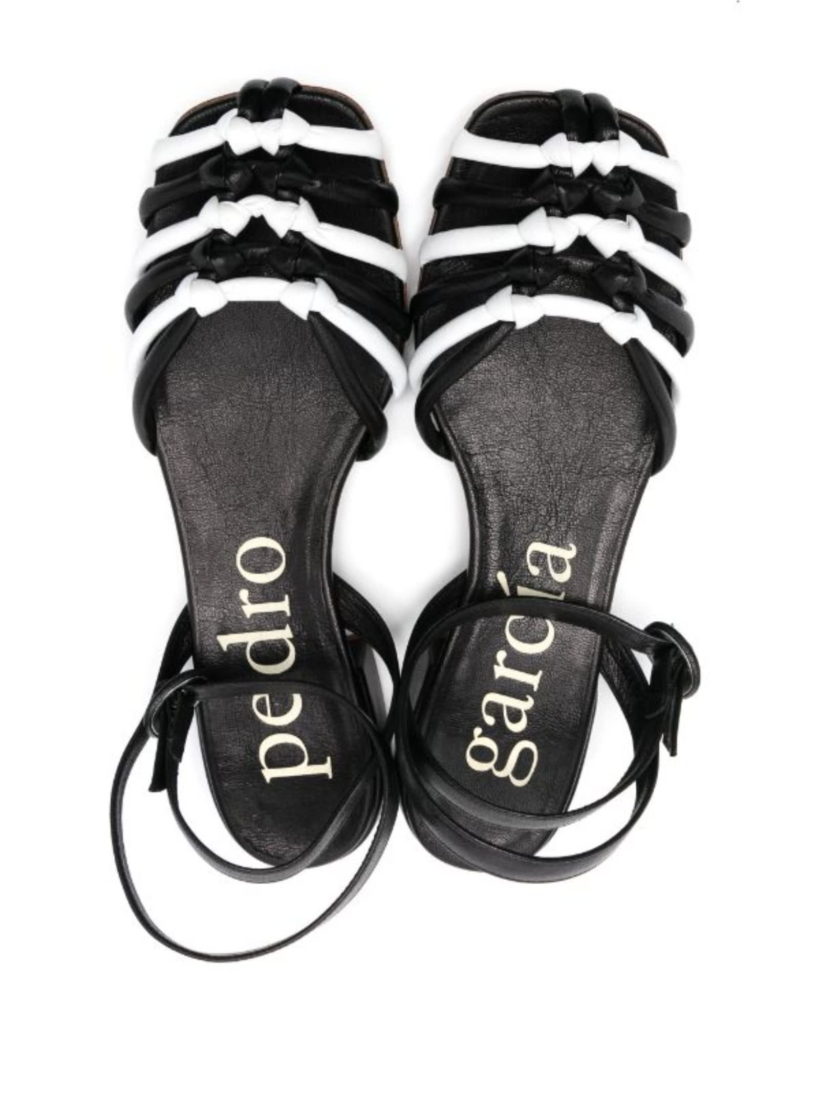 Shop Pedro Garcia Black And White Leather Sandals