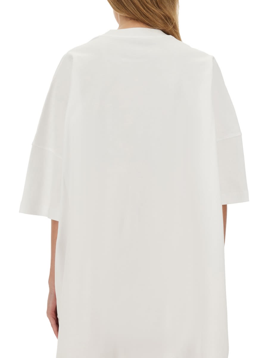 Shop Moschino Love Cotton Interlock Dress In White