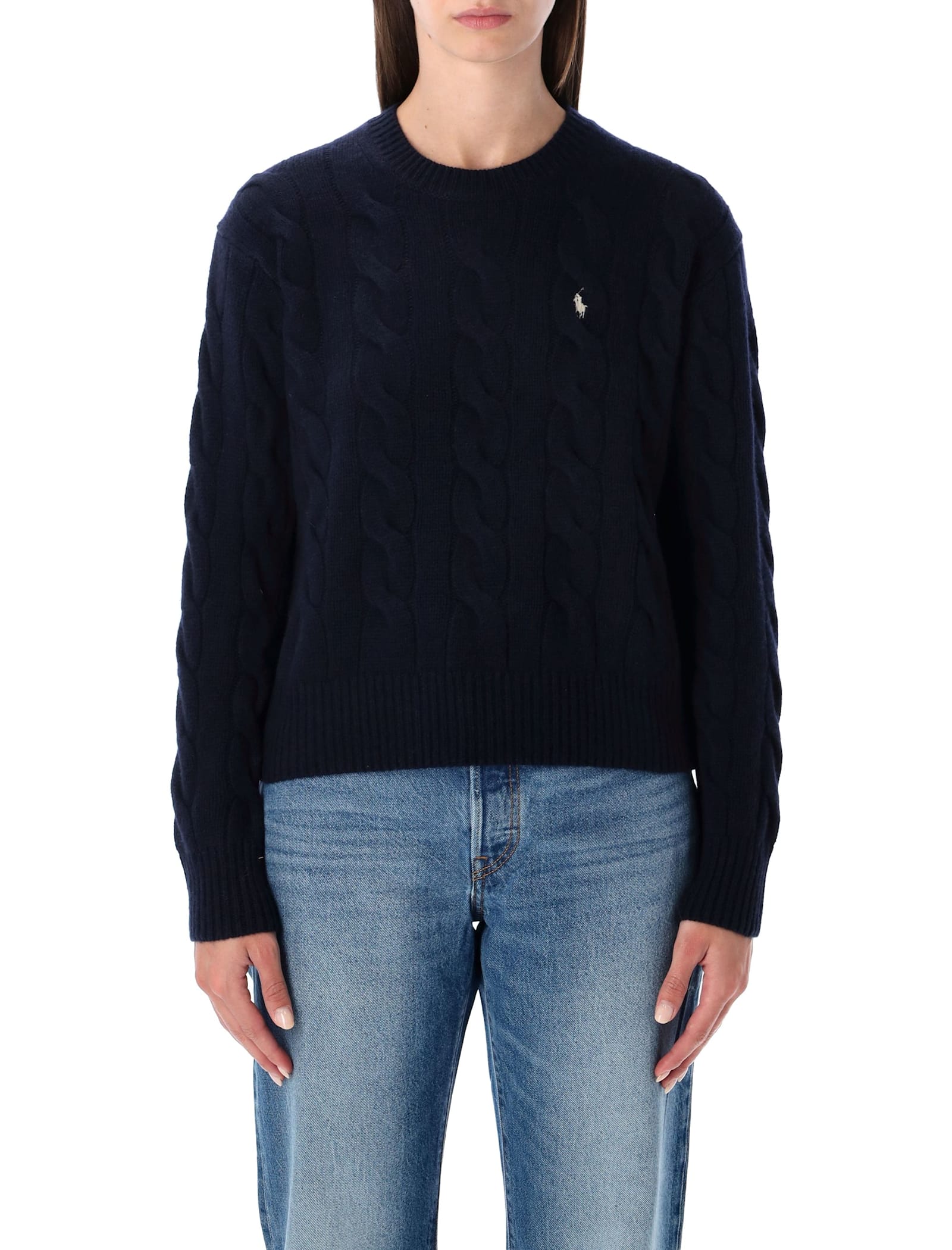 Polo Ralph Lauren Wool And Cashmere Cable-knit Sweater In Black