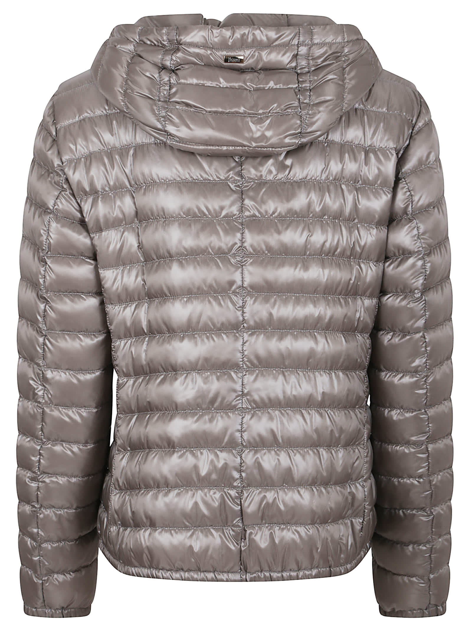 Herno Angela Ultralight Padded Bomber Jacket With Detachable Hood In Grey