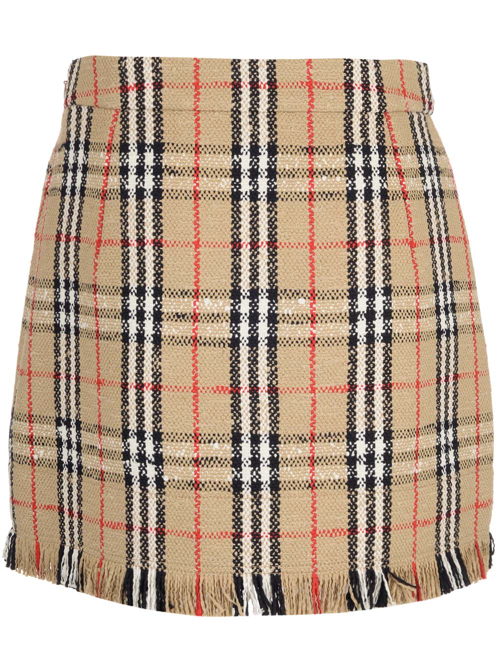 Burberry Catia Check Cotton Blend Mini Skirt In Beige