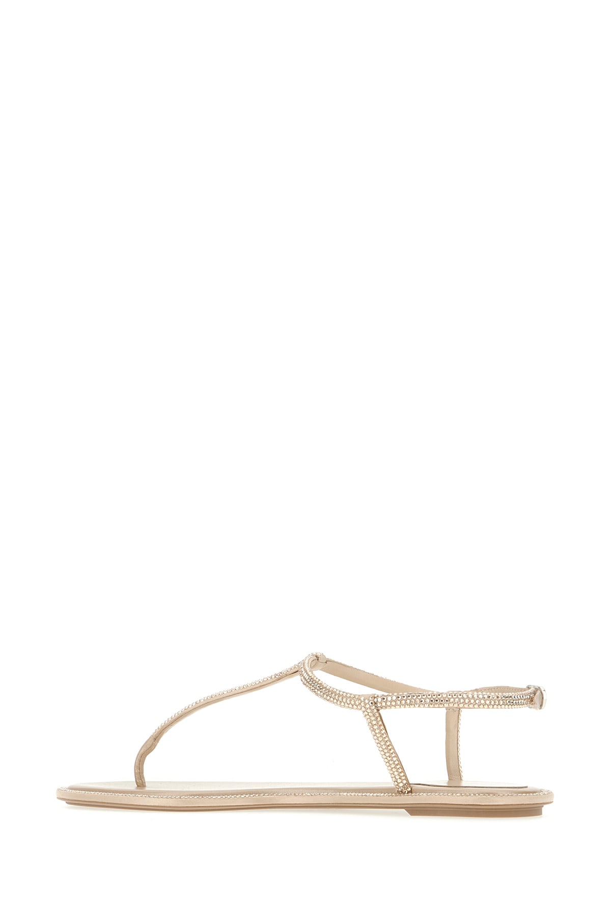 Shop René Caovilla Sand Satin And Leather Diana Sandals In Beige