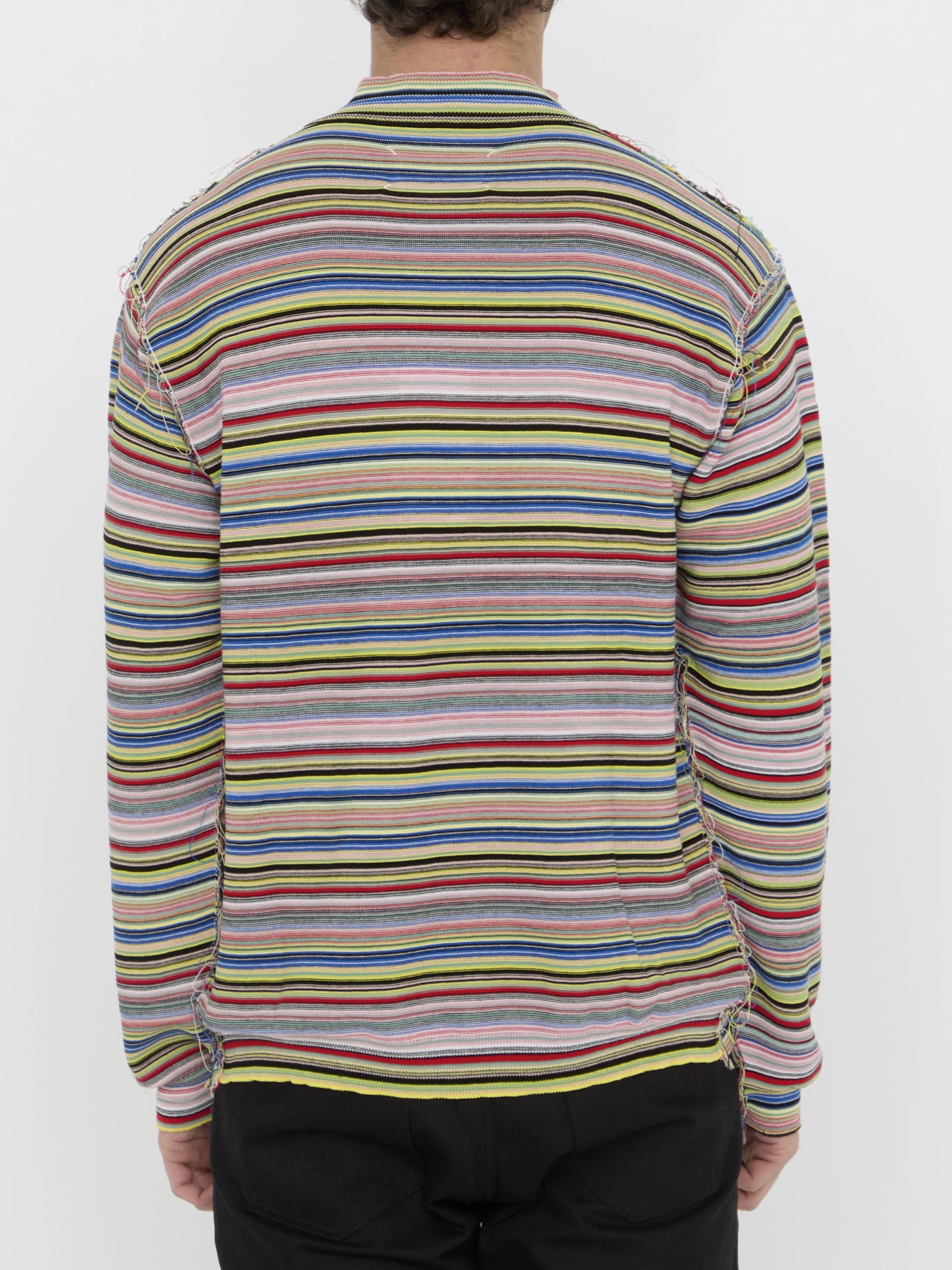 Shop Maison Margiela Striped Top In Red/blue