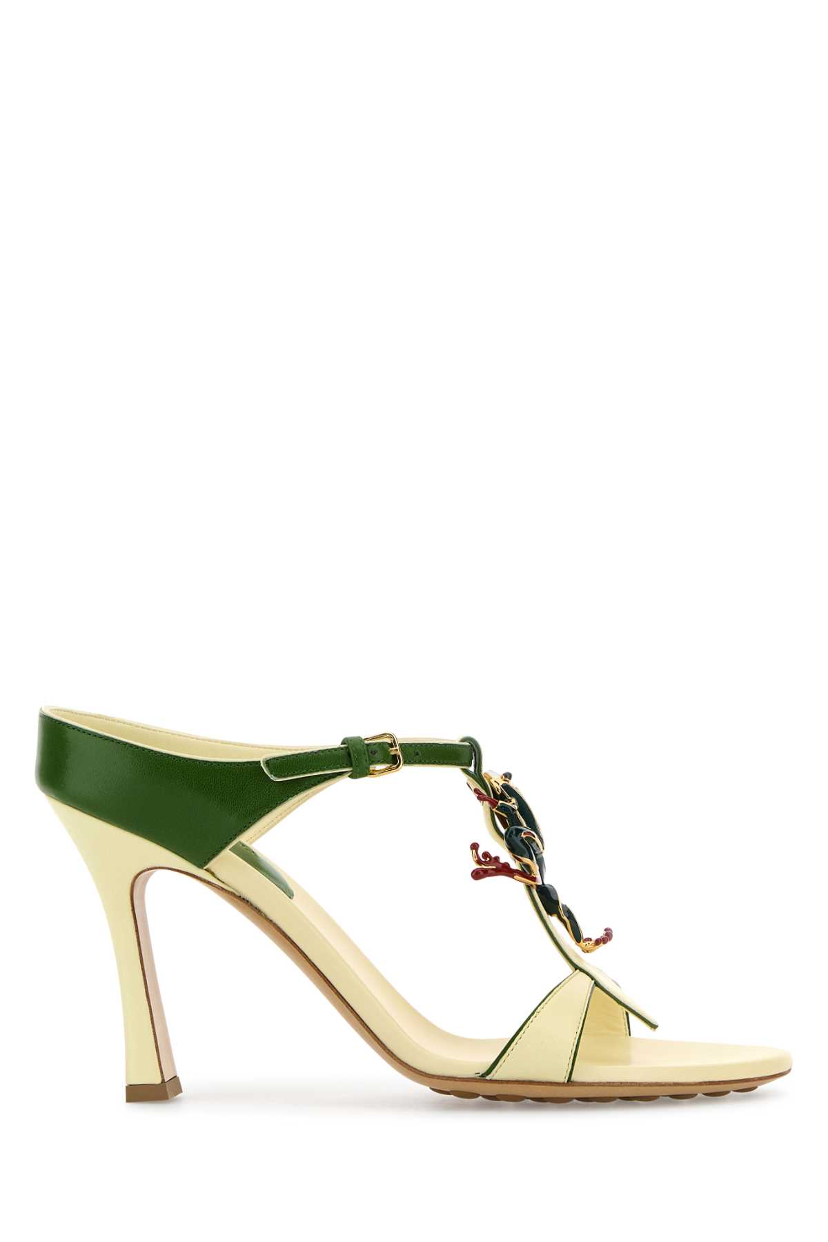 Bottega Veneta Mismatched Frog Strappy Sandal In Green
