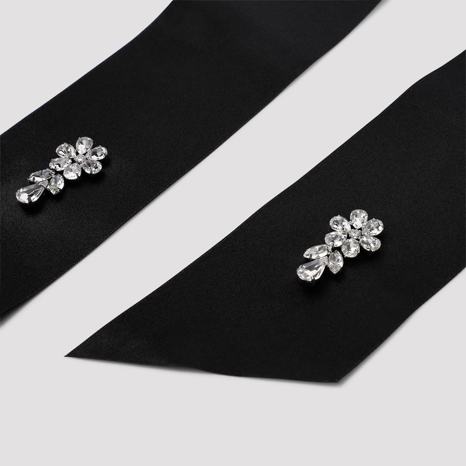 Shop Simone Rocha Crystal Flower Bow Barrette In Black Pearl Crystal