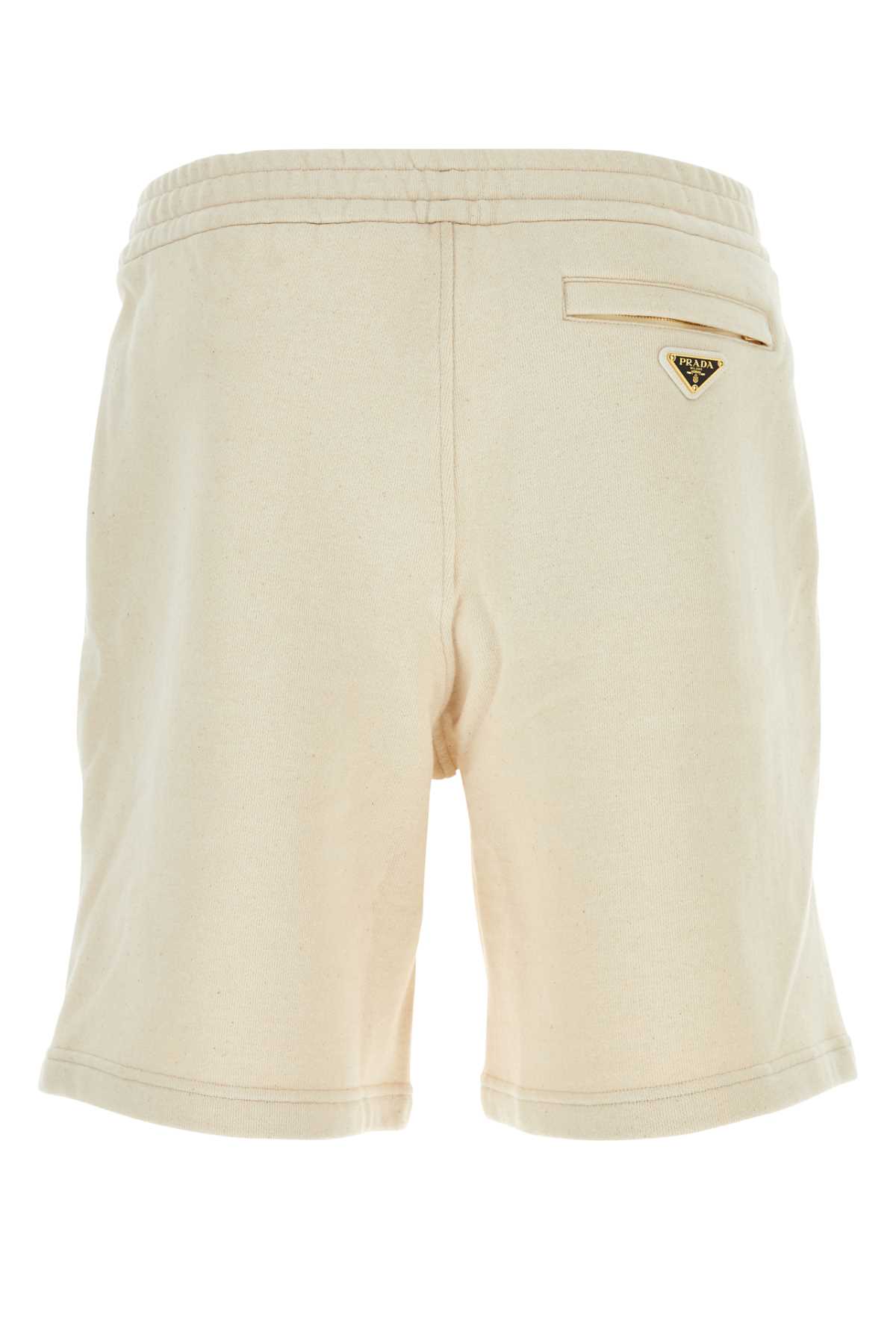 Shop Prada Sand Cotton Bermuda Shorts In Naturale