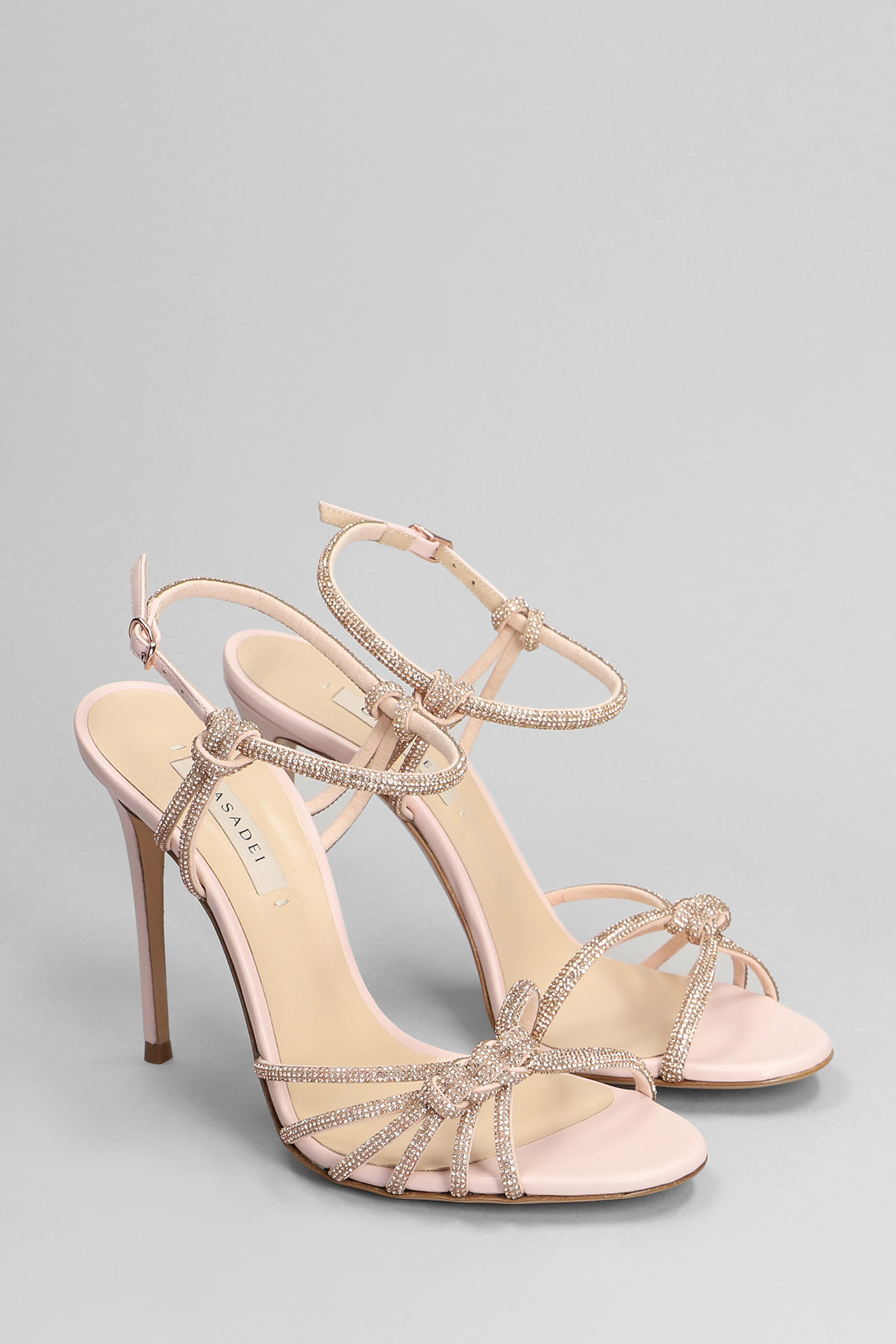 Shop Casadei Sandals In Rose-pink Leather