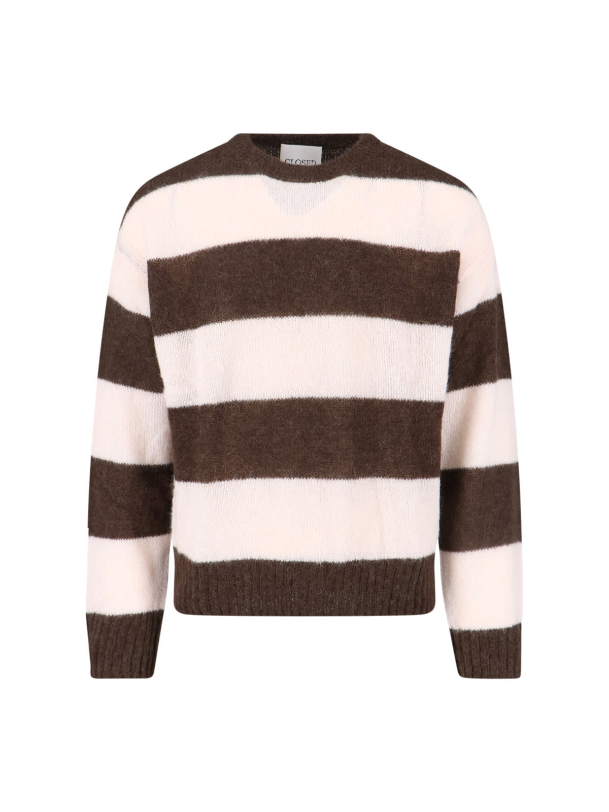 Closed Striped Crew-neck Sweater In Brown
