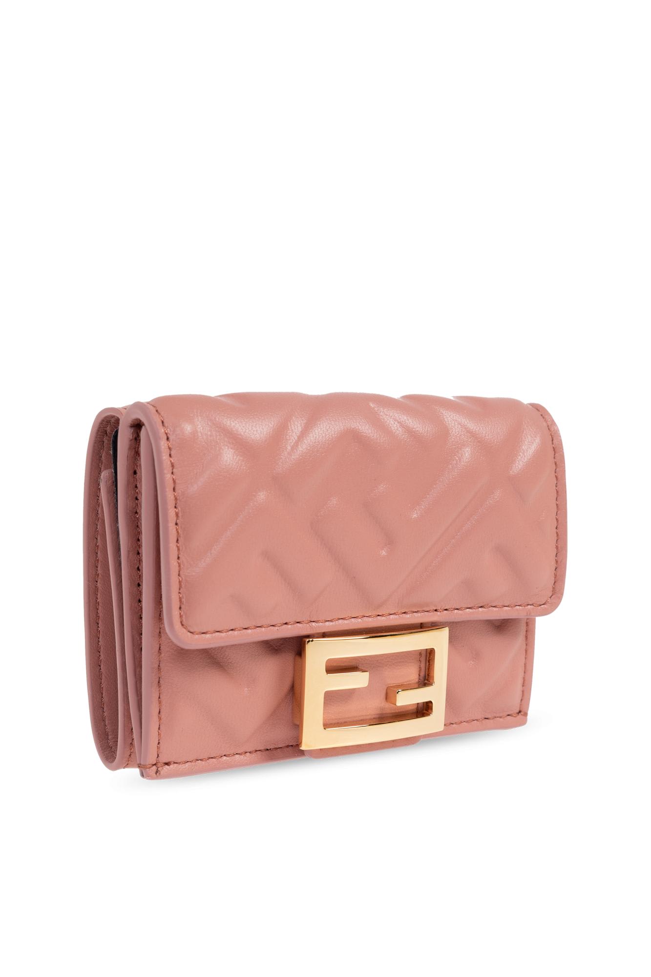 Fendi Micro Tri-fold Wallet Baguette In Leather In Brown