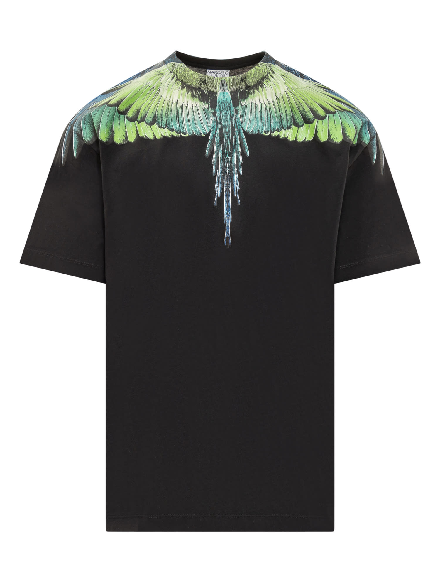 Shop Marcelo Burlon County Of Milan Icon Wings T-shirt In Black Light Green