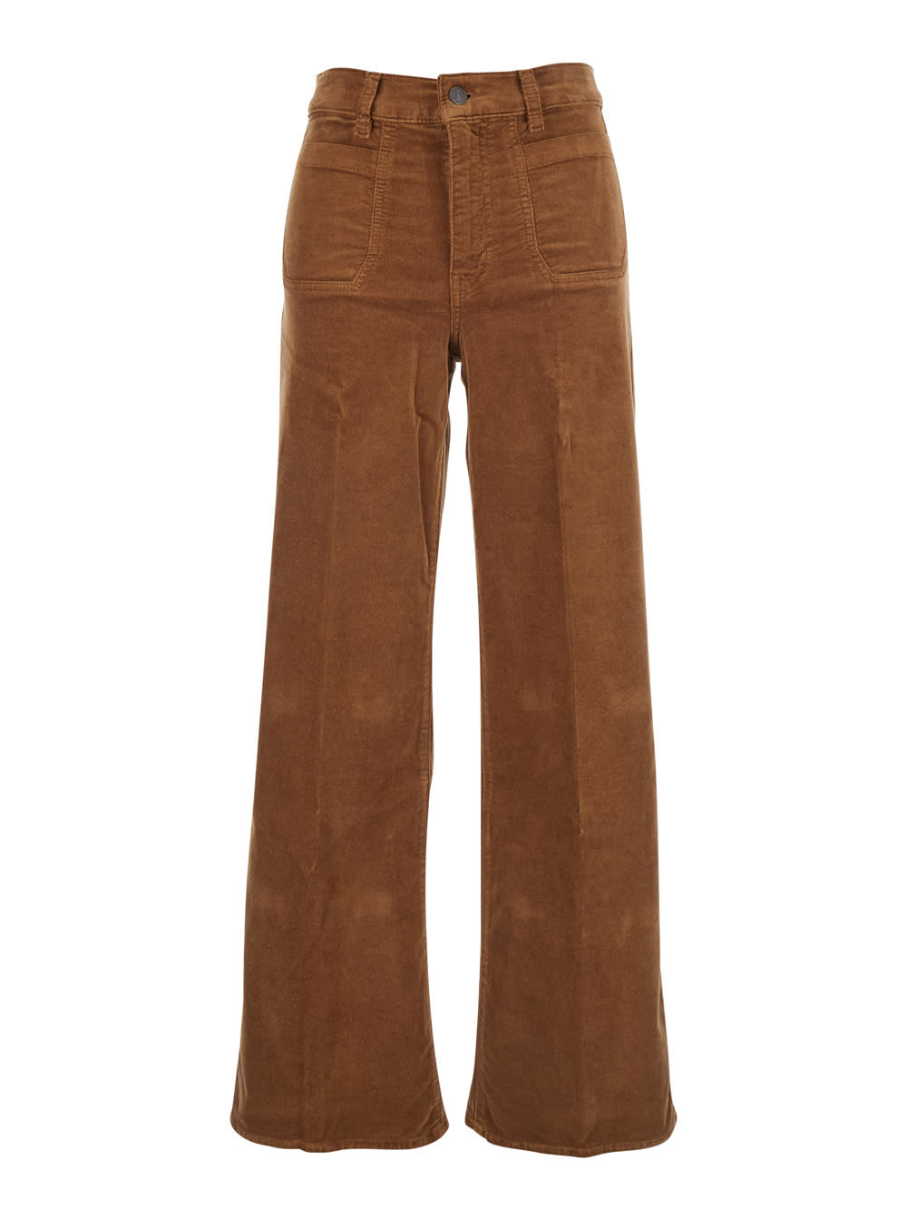 Frame Le Slim Palazzo Patch Pocket High Waist Wide Leg Corduroy Jeans In Brown