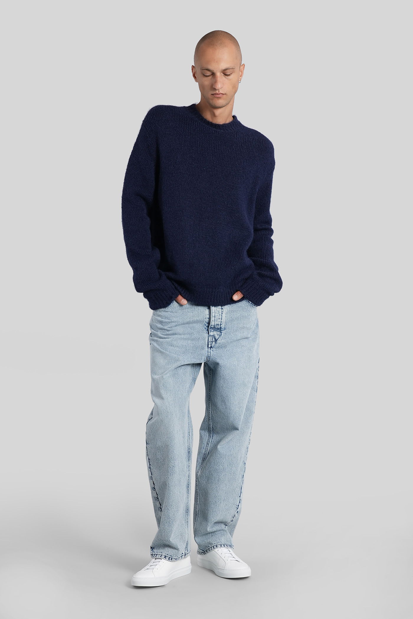 Jil Sander Cs Ns Jumper Knitwear In Blue Wool In Blue
