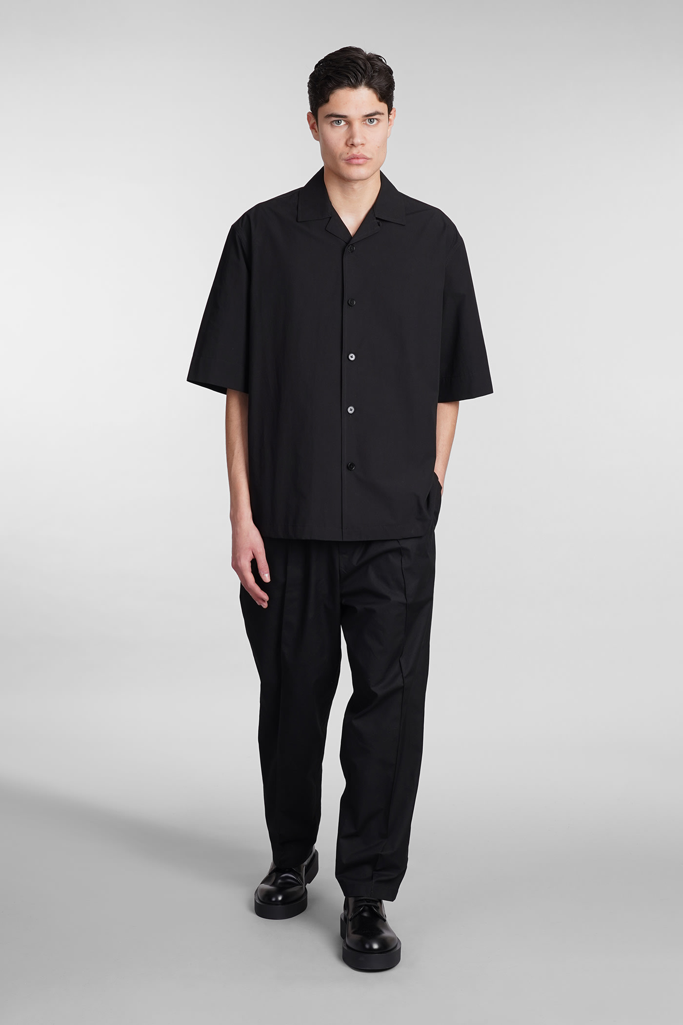 Shop Jil Sander Shirt In Black Cotton