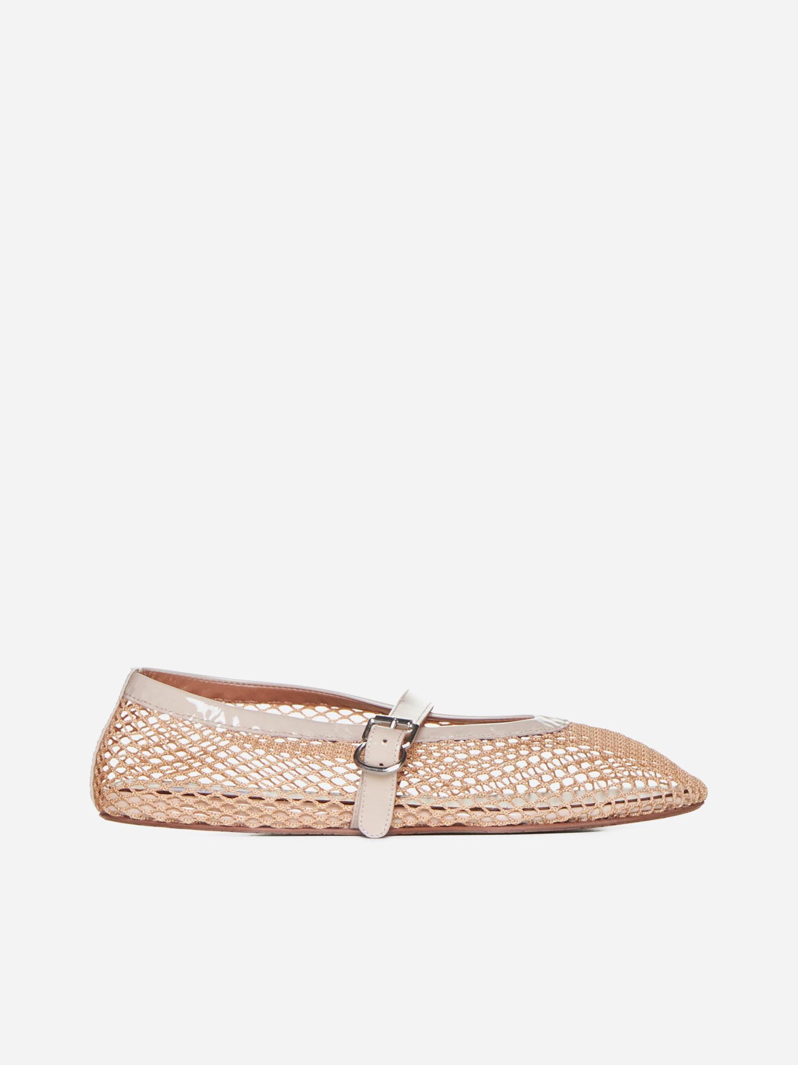 ALAÏA, Crisscross Strap Leopard Print Leather Ballerina Flats, Women