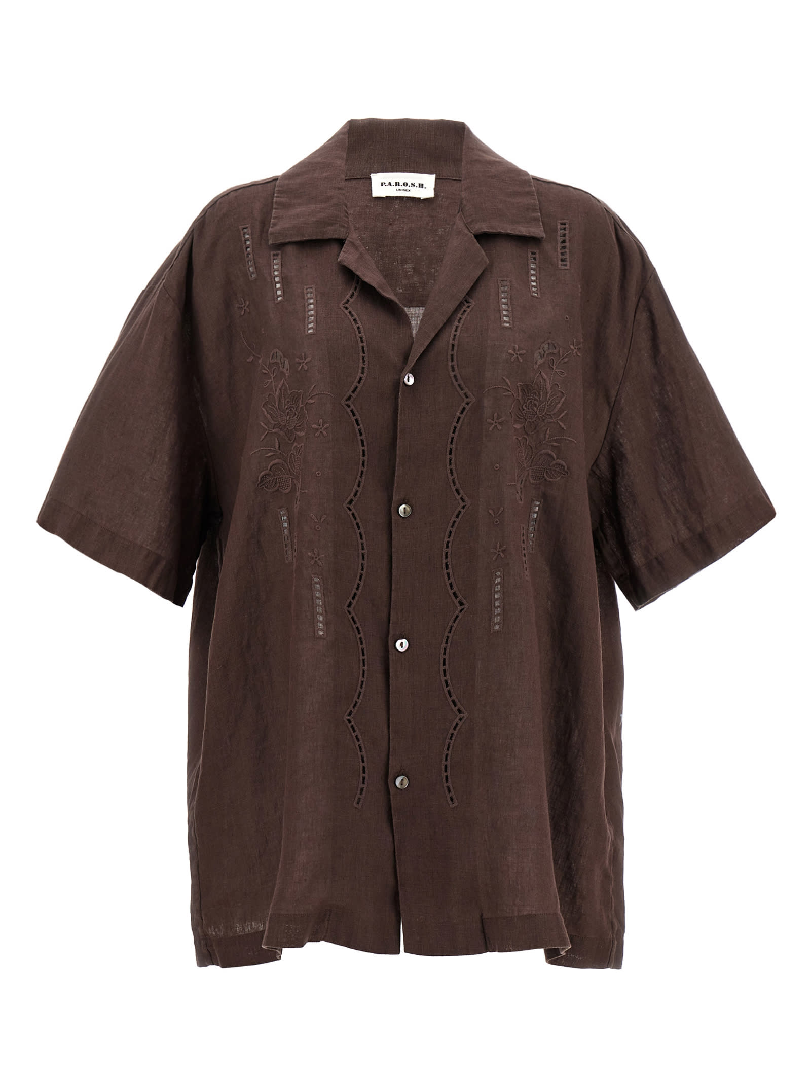 Shop P.a.r.o.s.h Beach Shirt In Brown