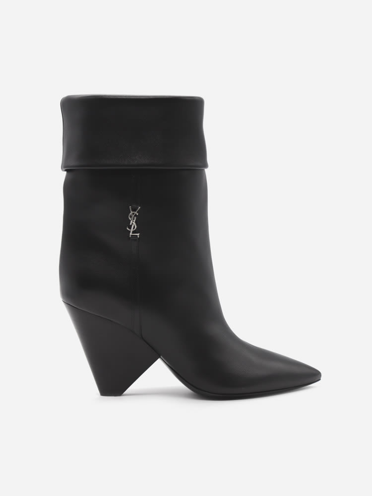 Saint Laurent Niki Boots In Leather With Monogram