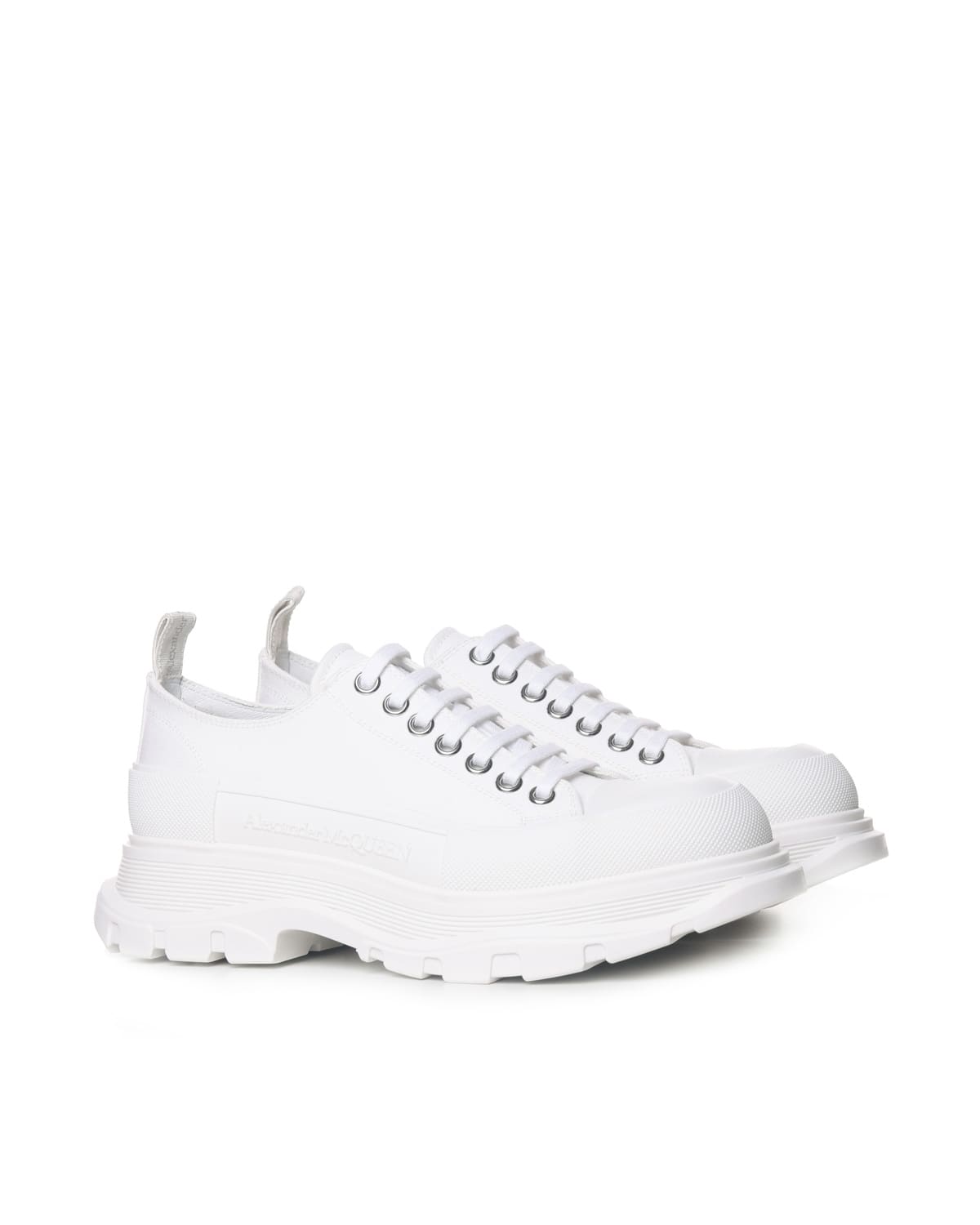 Shop Alexander Mcqueen Lace Up Tread Slick In White
