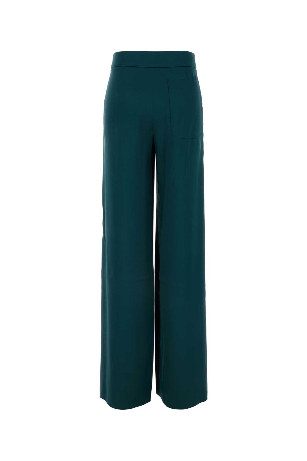 Shop Giorgio Armani Emerald Green Satin Wide-leg Pant In Forest