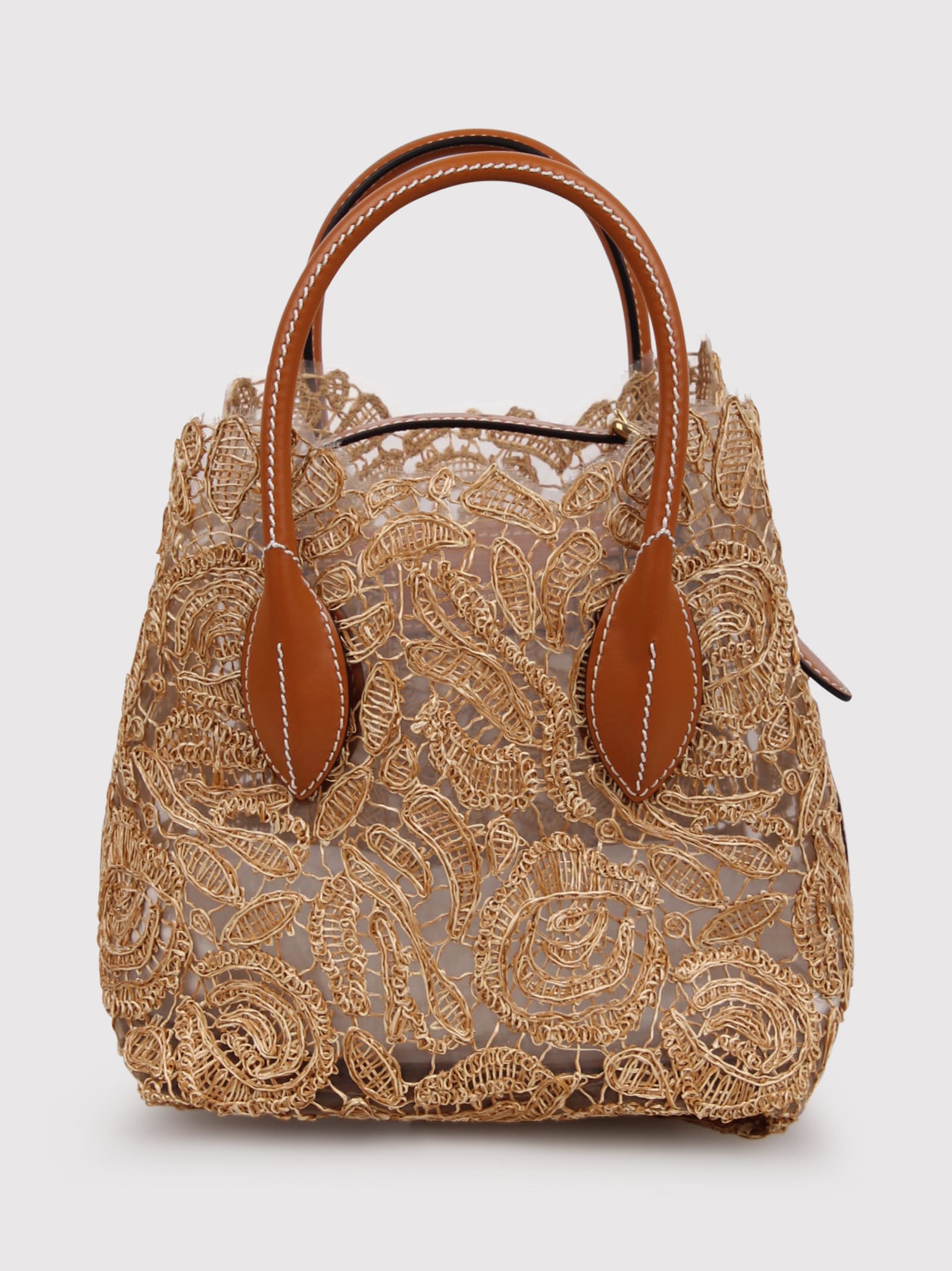 Maggie Bag In Natural Raffia Lace