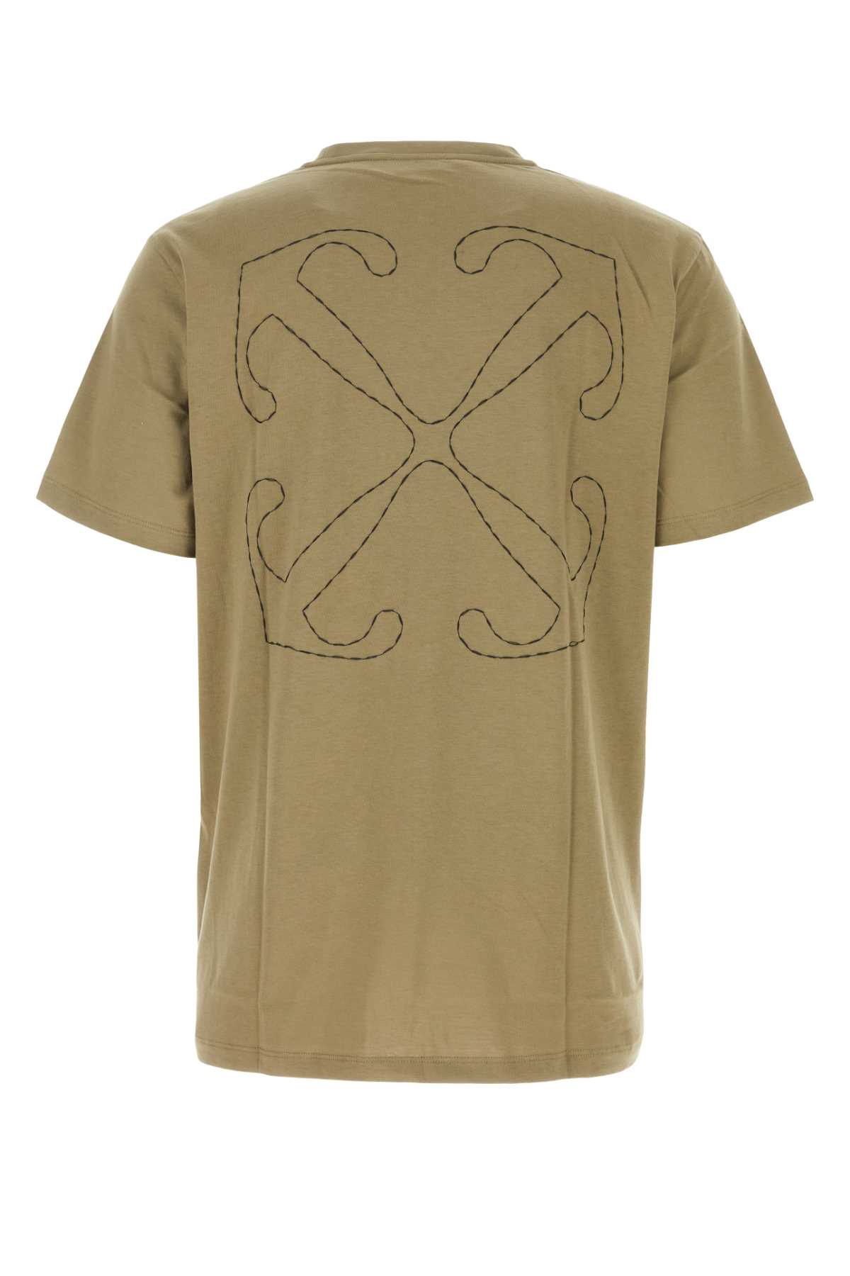 Shop Off-white Army Green Cotton T-shirt In Beigebla
