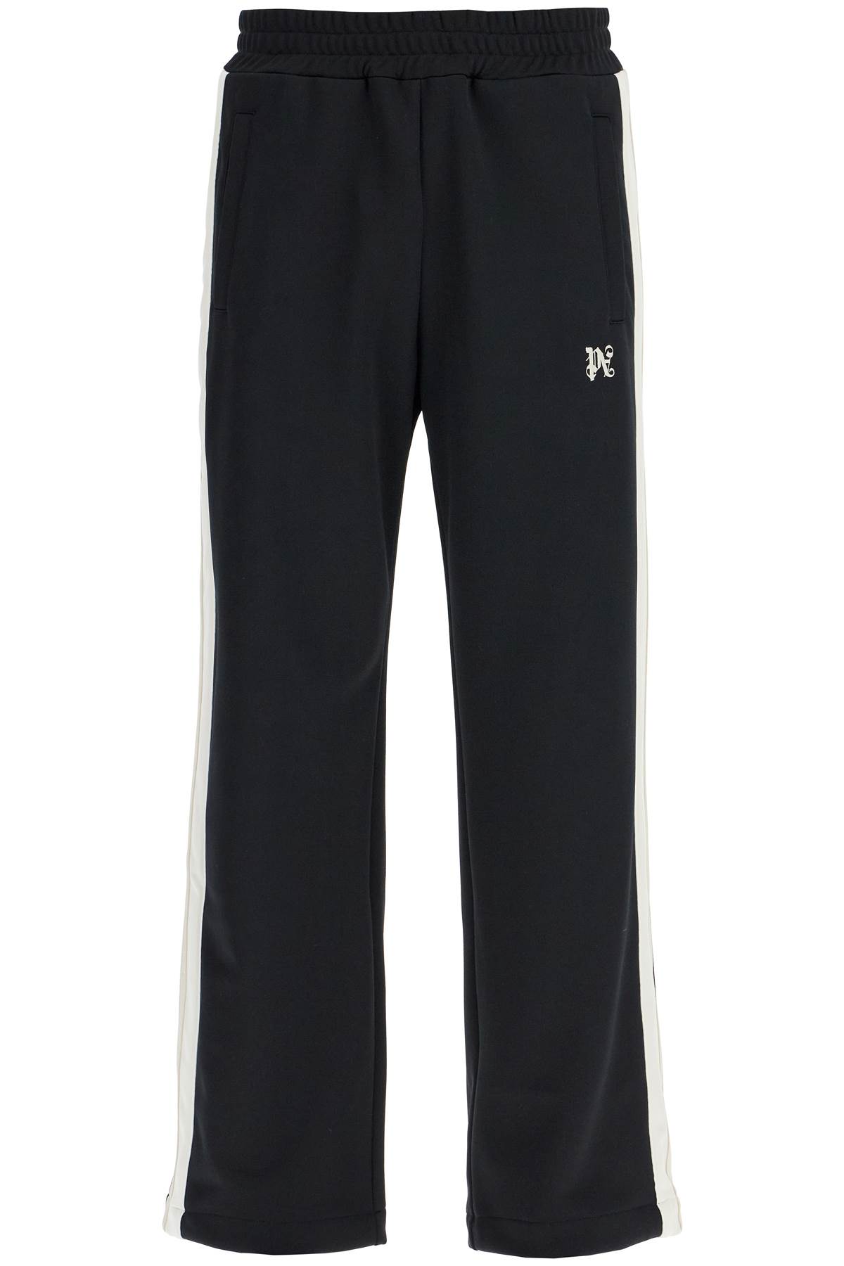 Shop Palm Angels Contrast Band Joggers With Track In In Black Off White (black)