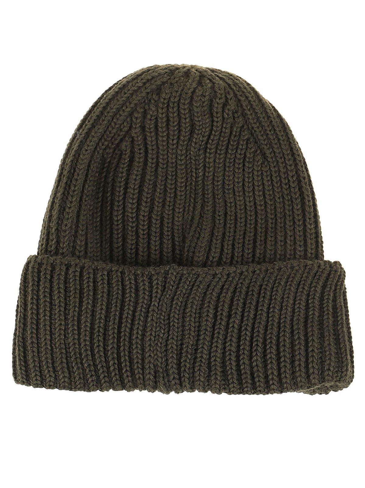 Shop C.p. Company Lens Detailed Turn-up Hem Beanie In Ivy Green