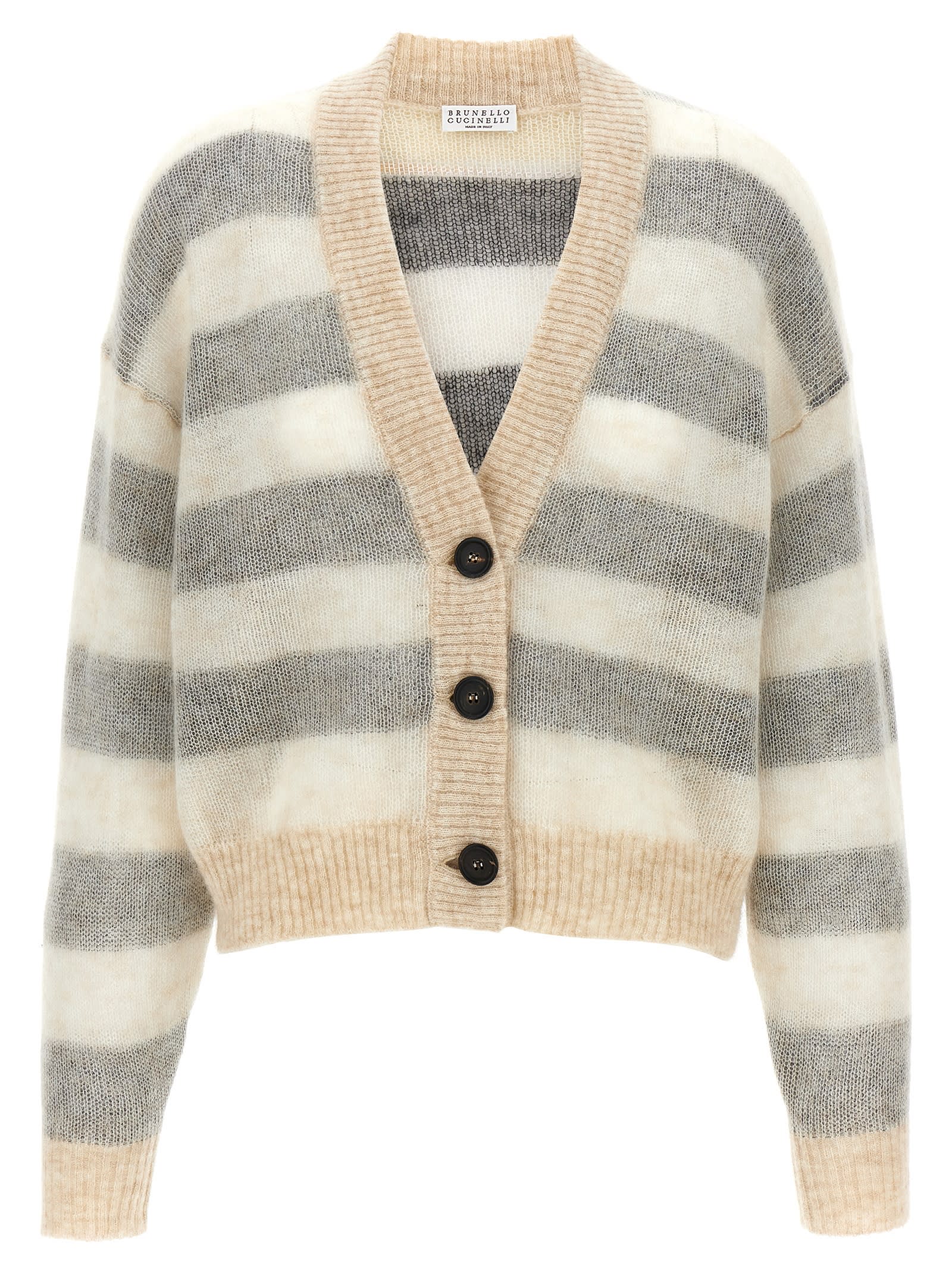 Shop Brunello Cucinelli Striped Cardigan In Multicolor