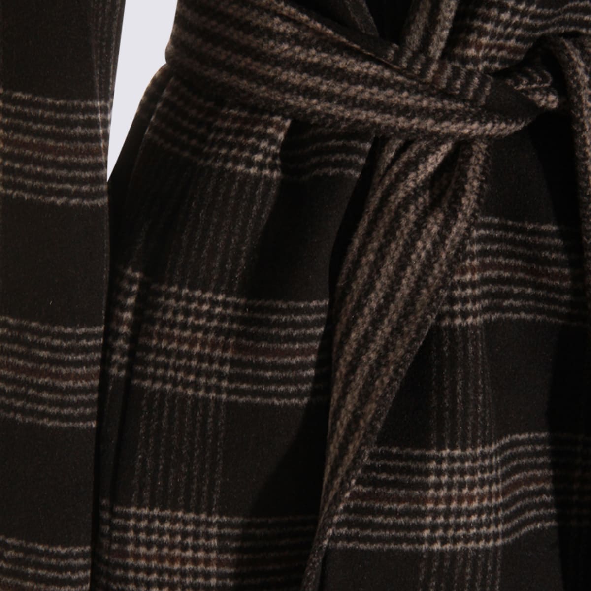 Twinset Black And Grey Wool Coat In Black