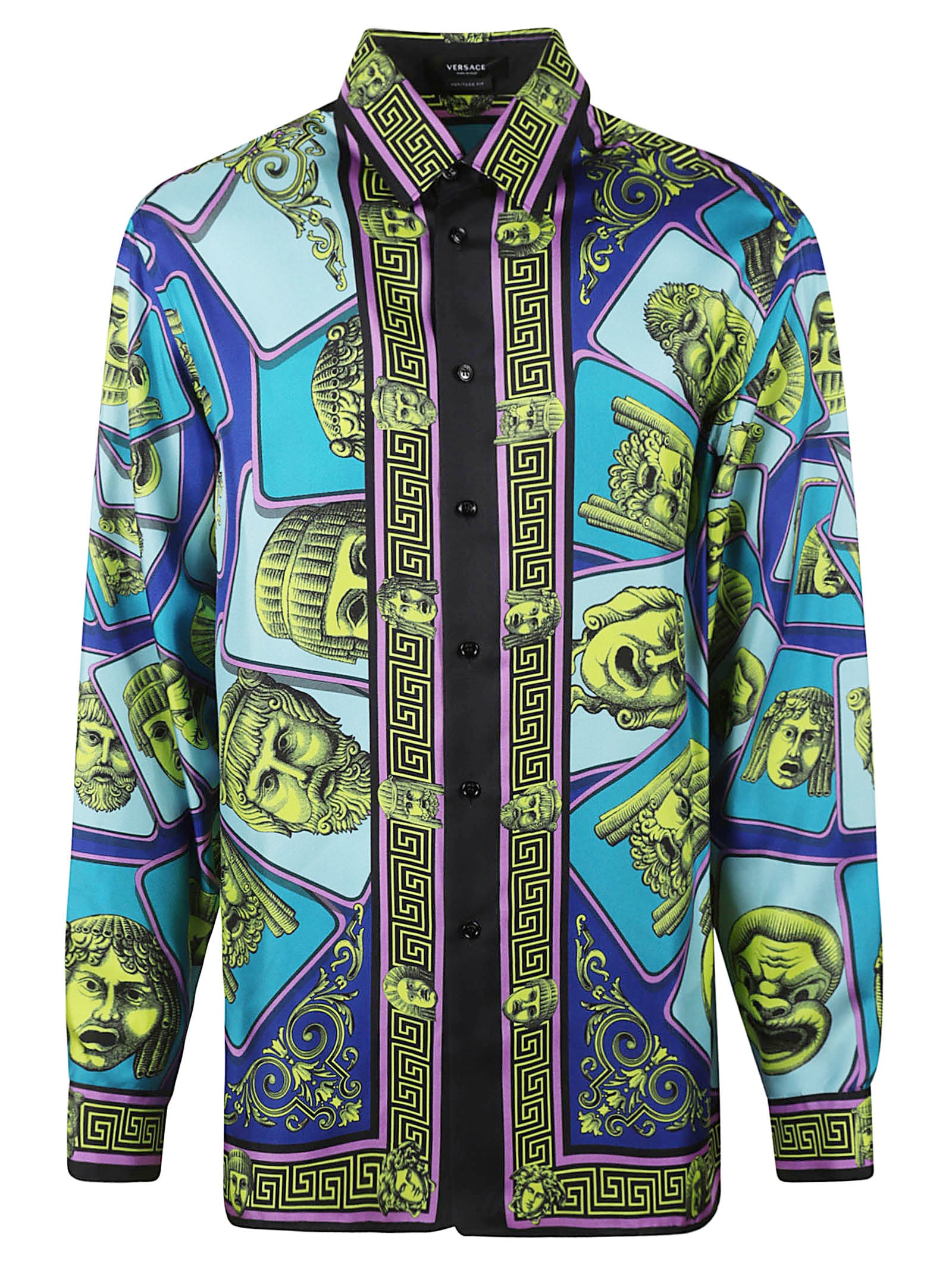 VERSACE MASK FOULARD PRINT INFORMAL SHIRT