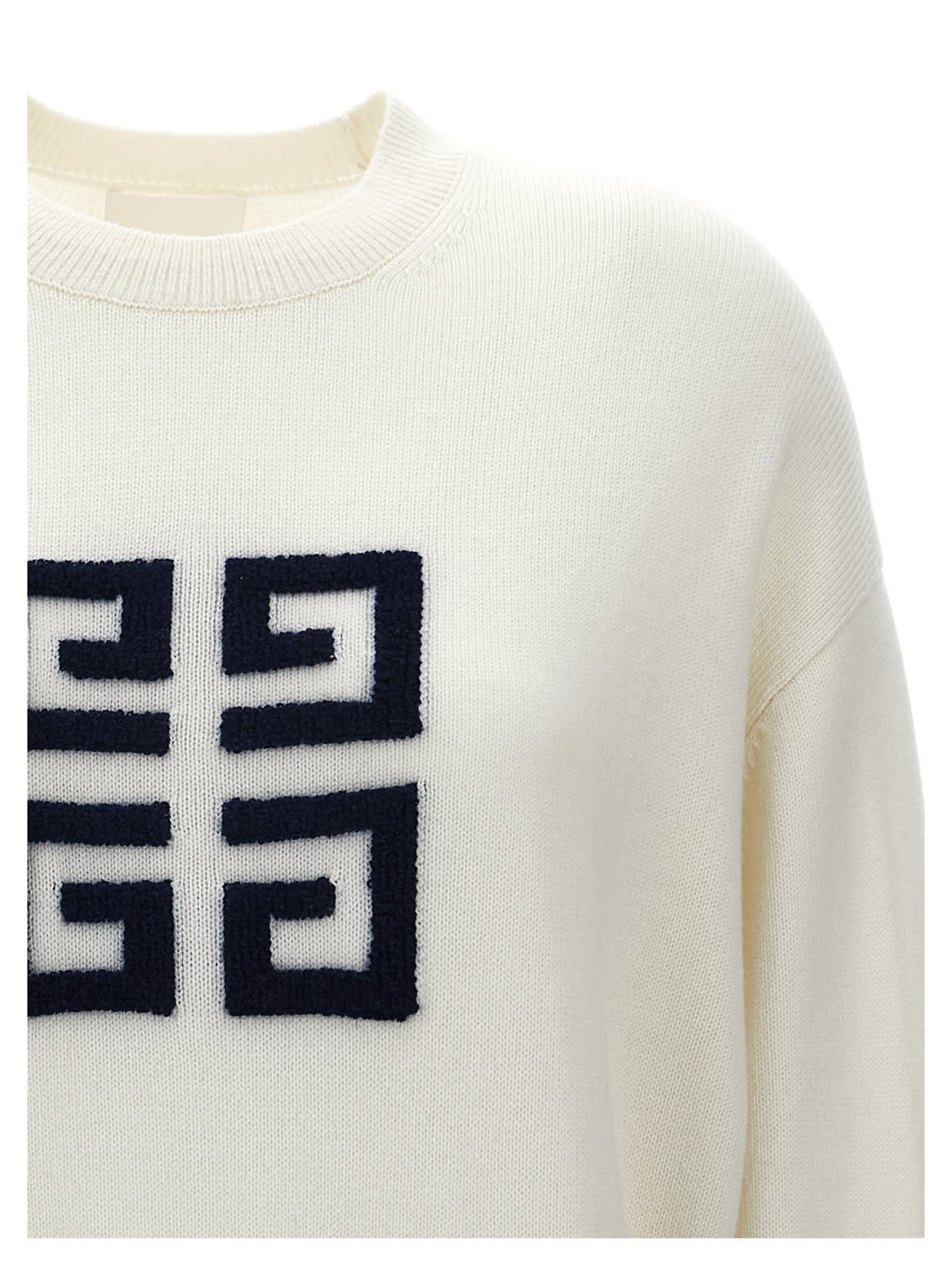 Shop Givenchy Flocked Logo Sweater In White