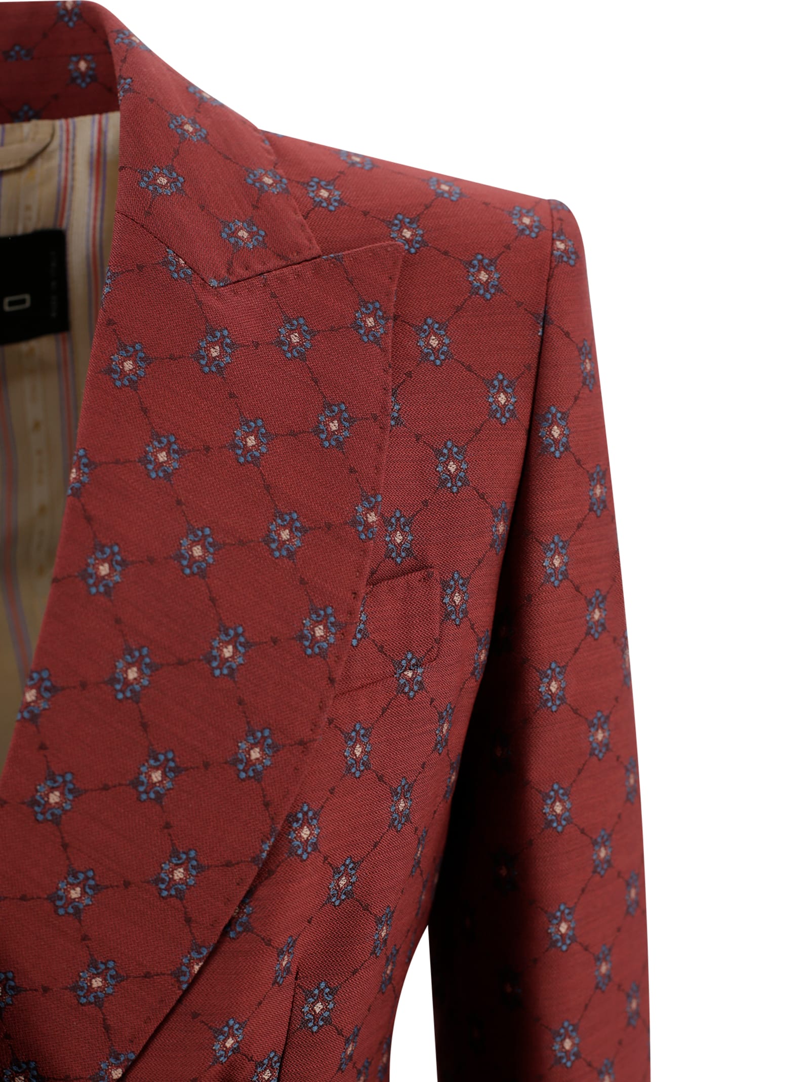 Etro Structured Lapel Buttoned Sleeve Jacket In Red