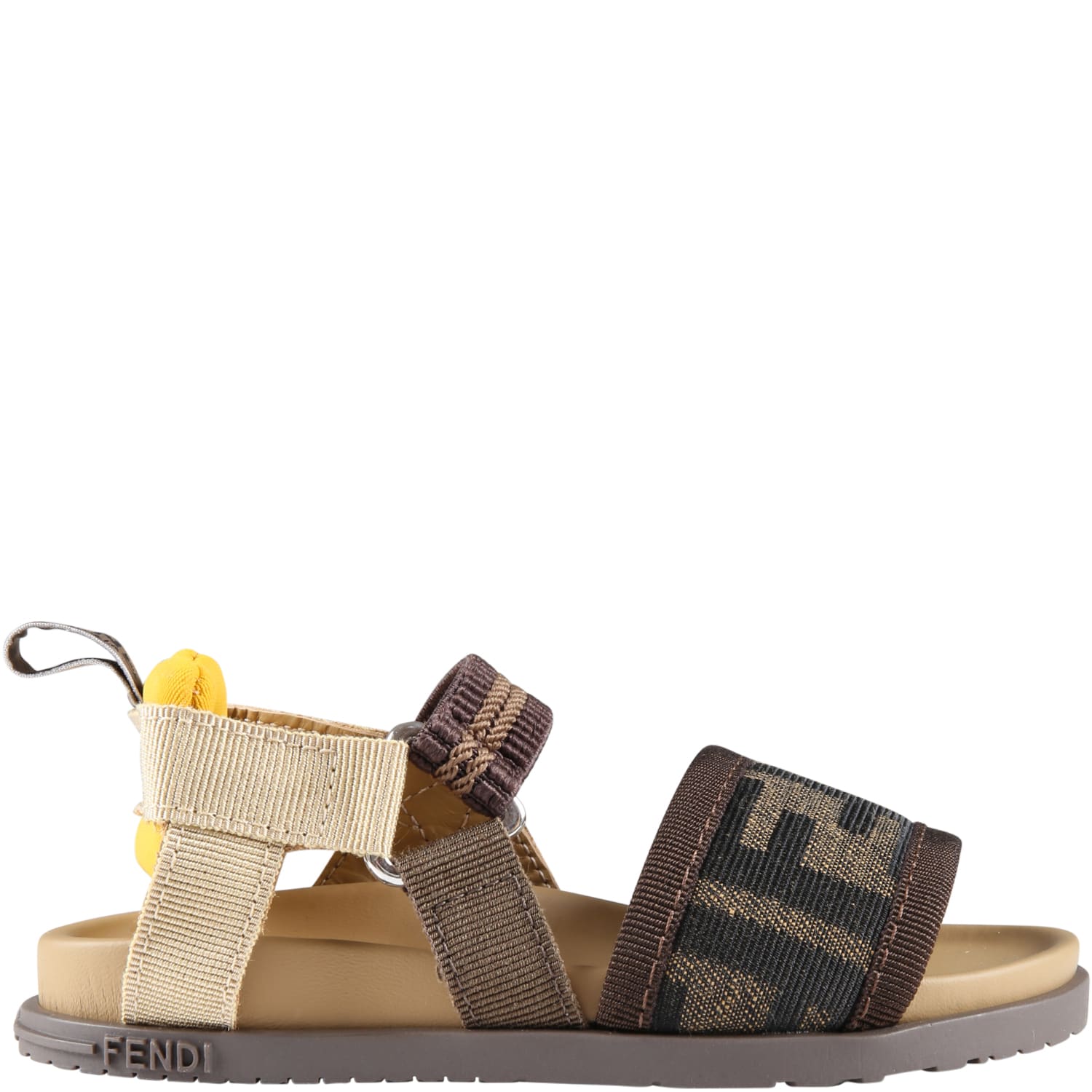 Fendi Brown Sandals For Kids With Ff