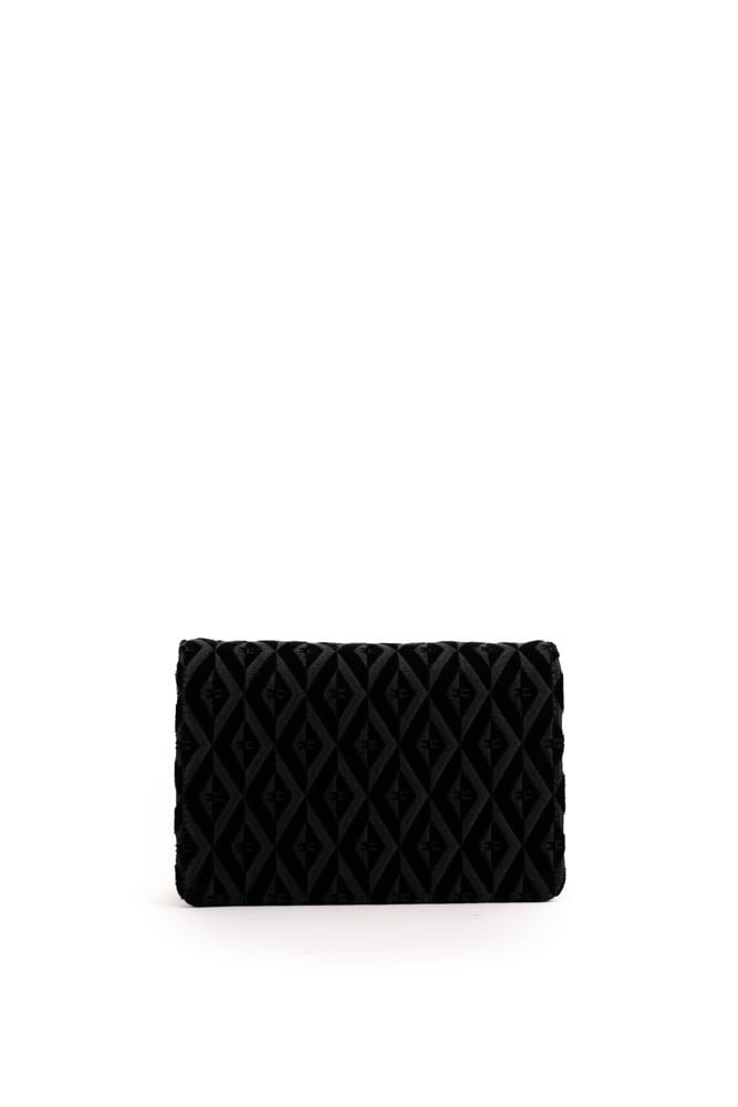 ELISABETTA FRANCHI: bag in velvet and fabric with jacquard monogram - Black