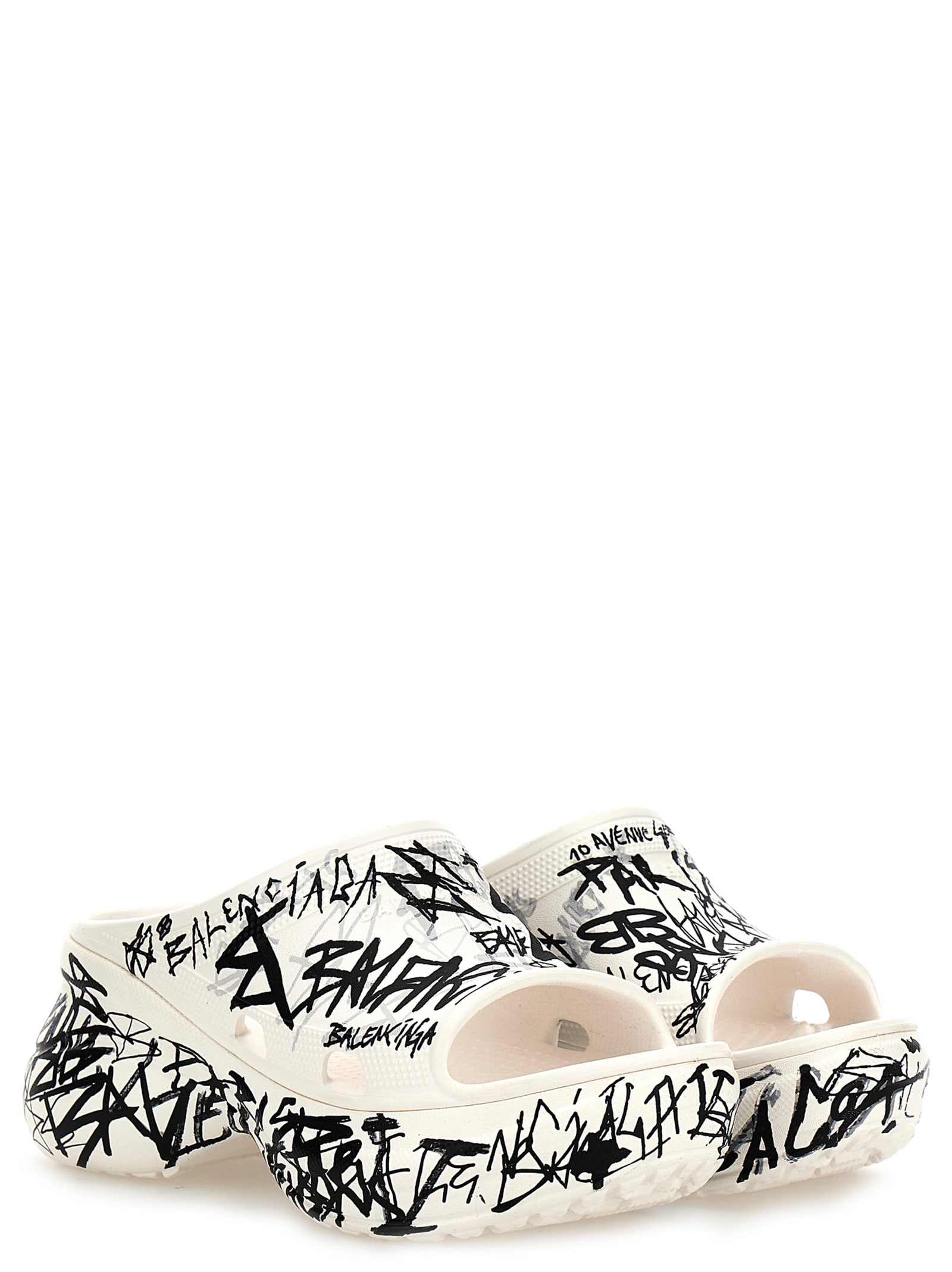 Shop Balenciaga Pool Crocs Sandals In White/black