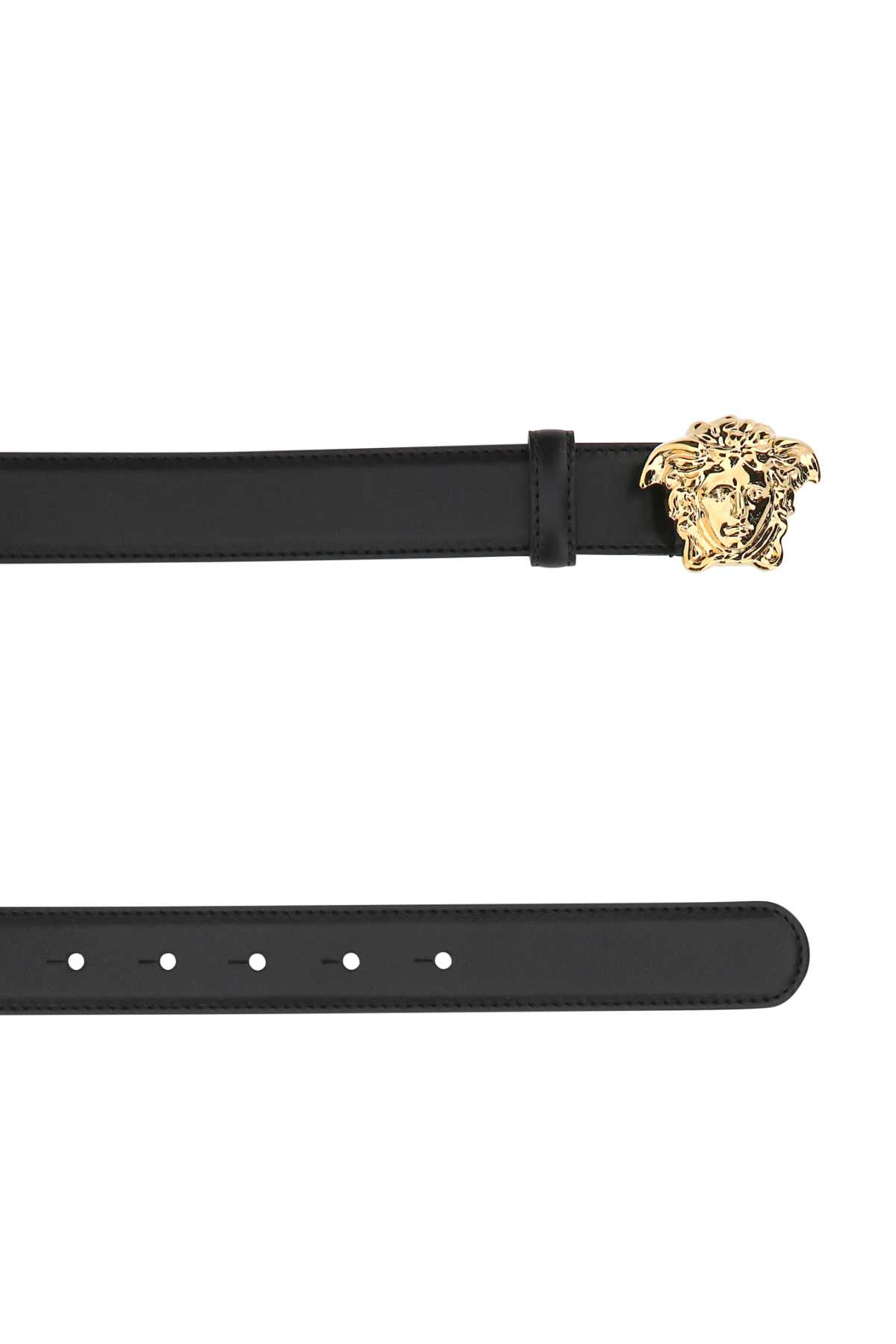 Versace Black Leather Belt In Kvo41