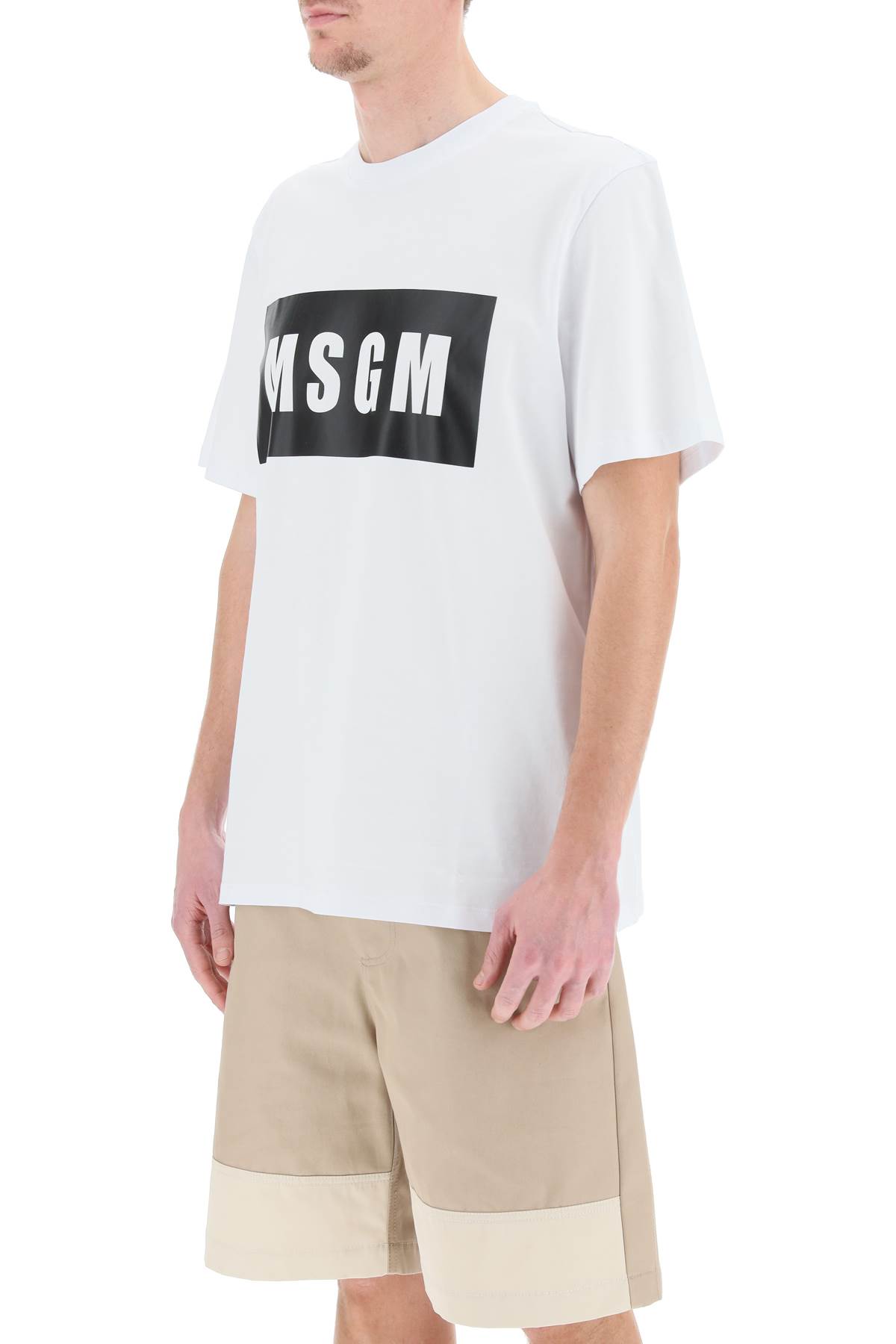 Msgm Logo Print T-shirt In Optical White