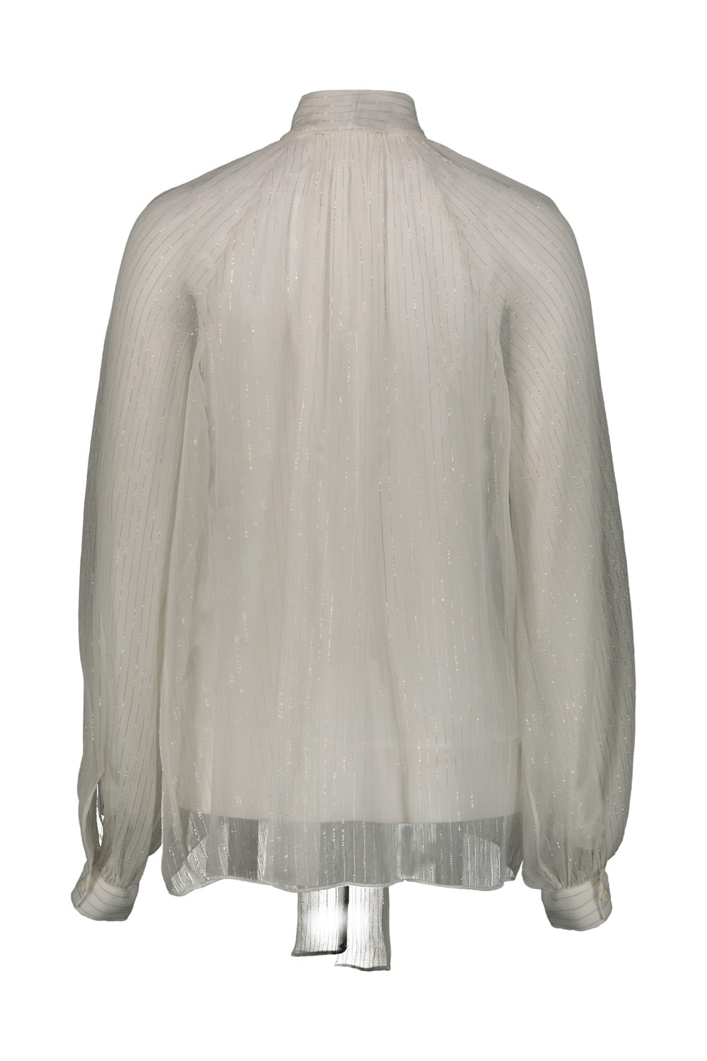 Shop Rochas Bow Shirt In Lurex Striped Silk Chiffon