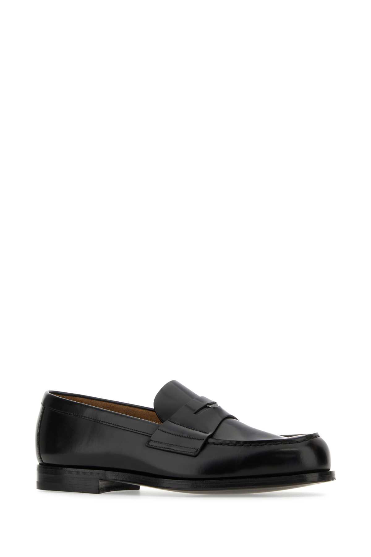 Shop Prada Black Leather Loafers In F0002