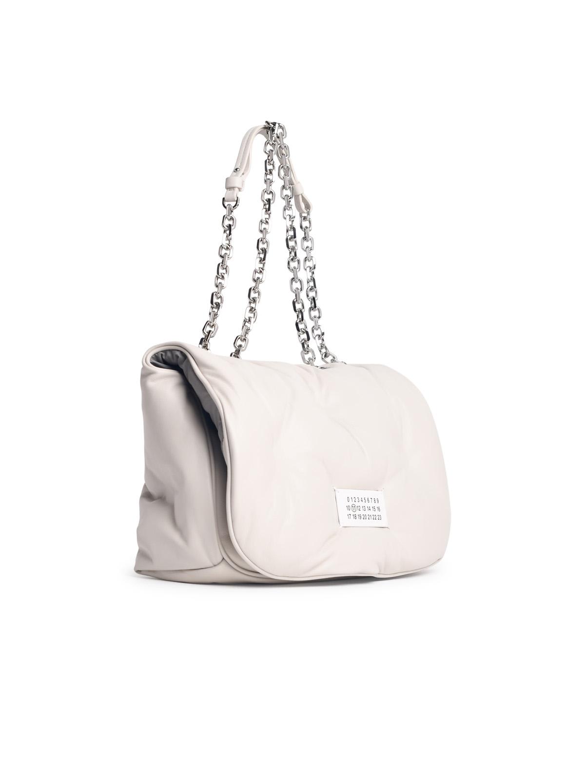 Shop Maison Margiela Glam Slam Cream Leather Crossbody Bag