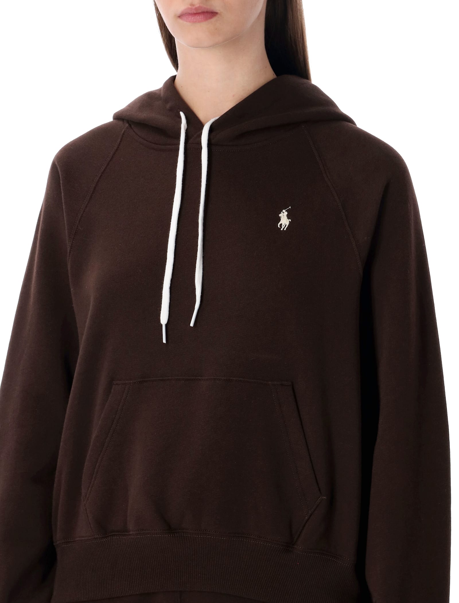 Polo Ralph Lauren Hoodie With Embroidered Pony Logo In Brown