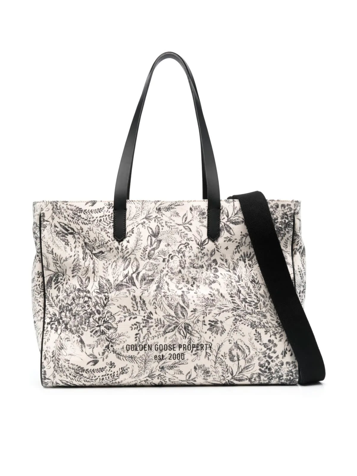 Golden Goose California Bag E-w journey Natural Kuroki Body Leather Handles Floral Print