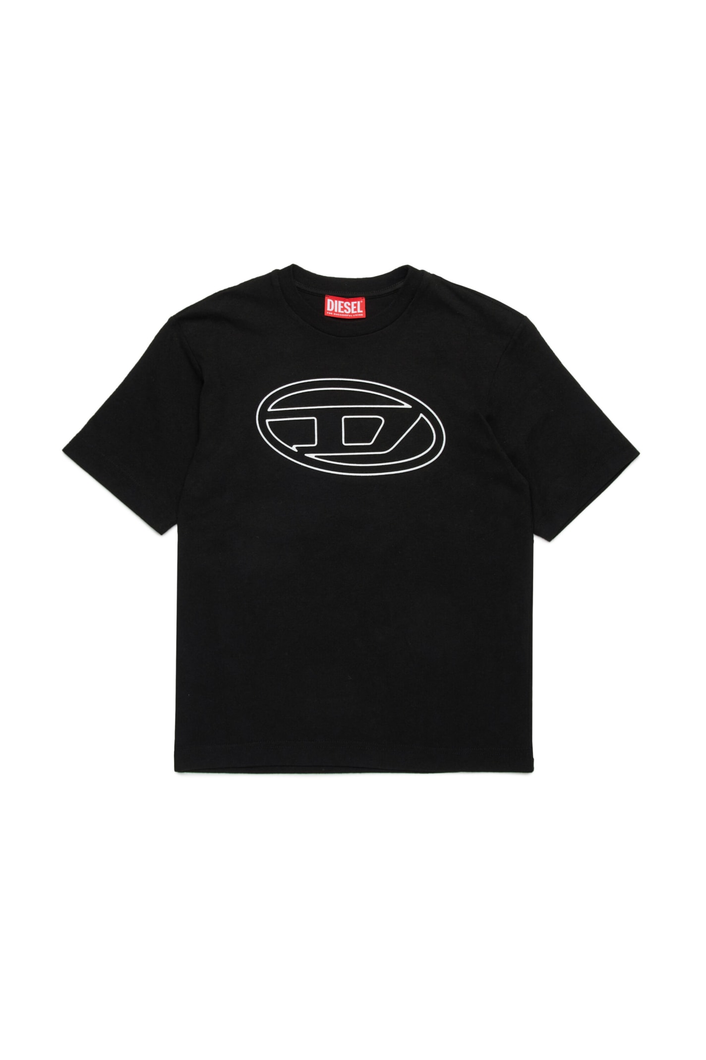 Shop Diesel Tjustbigoval Over T-shirt  Oval D Branded T-shirt In Black