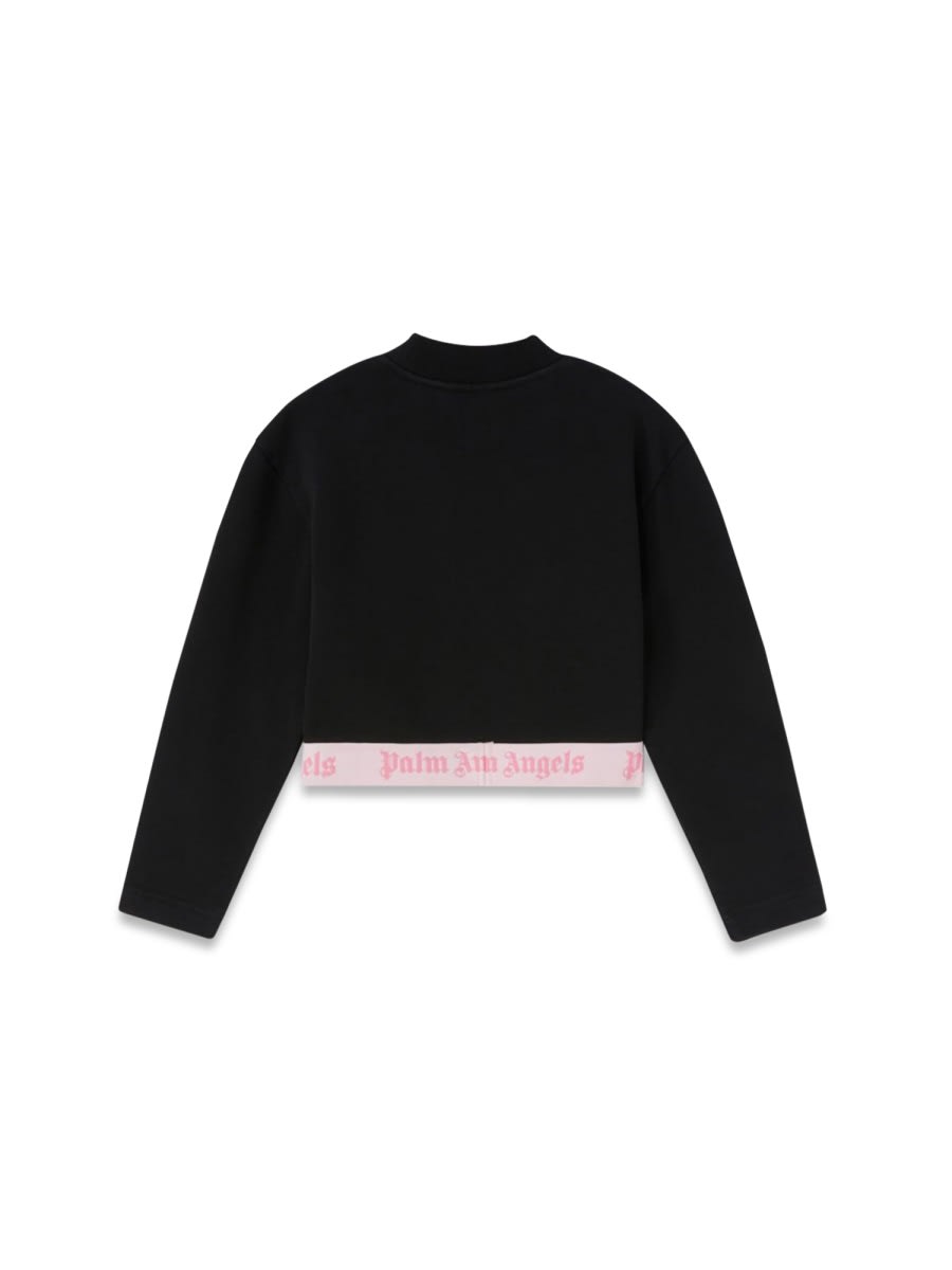 Shop Palm Angels Logo Band Top L/s In Black