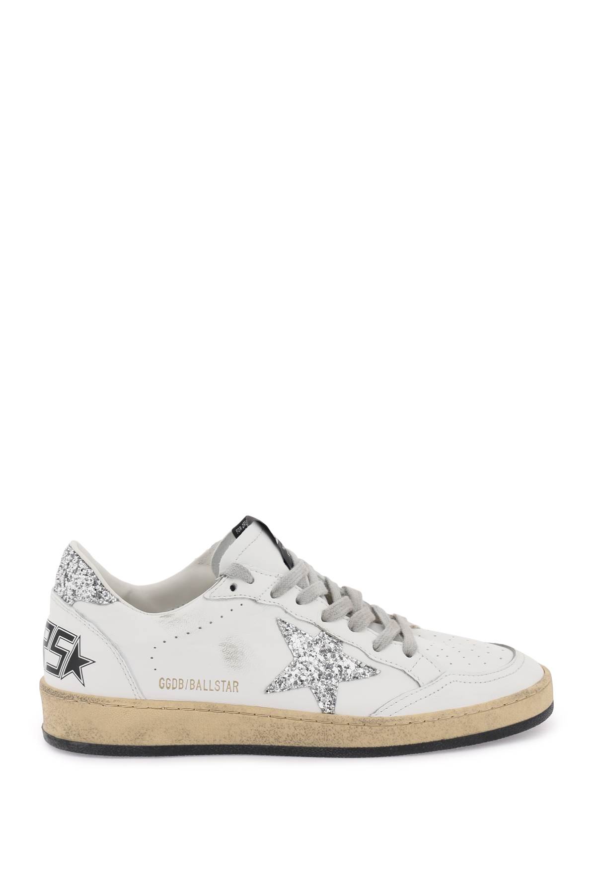 Shop Golden Goose Leather Ball Star Sneakers In White/ Silver (silver)
