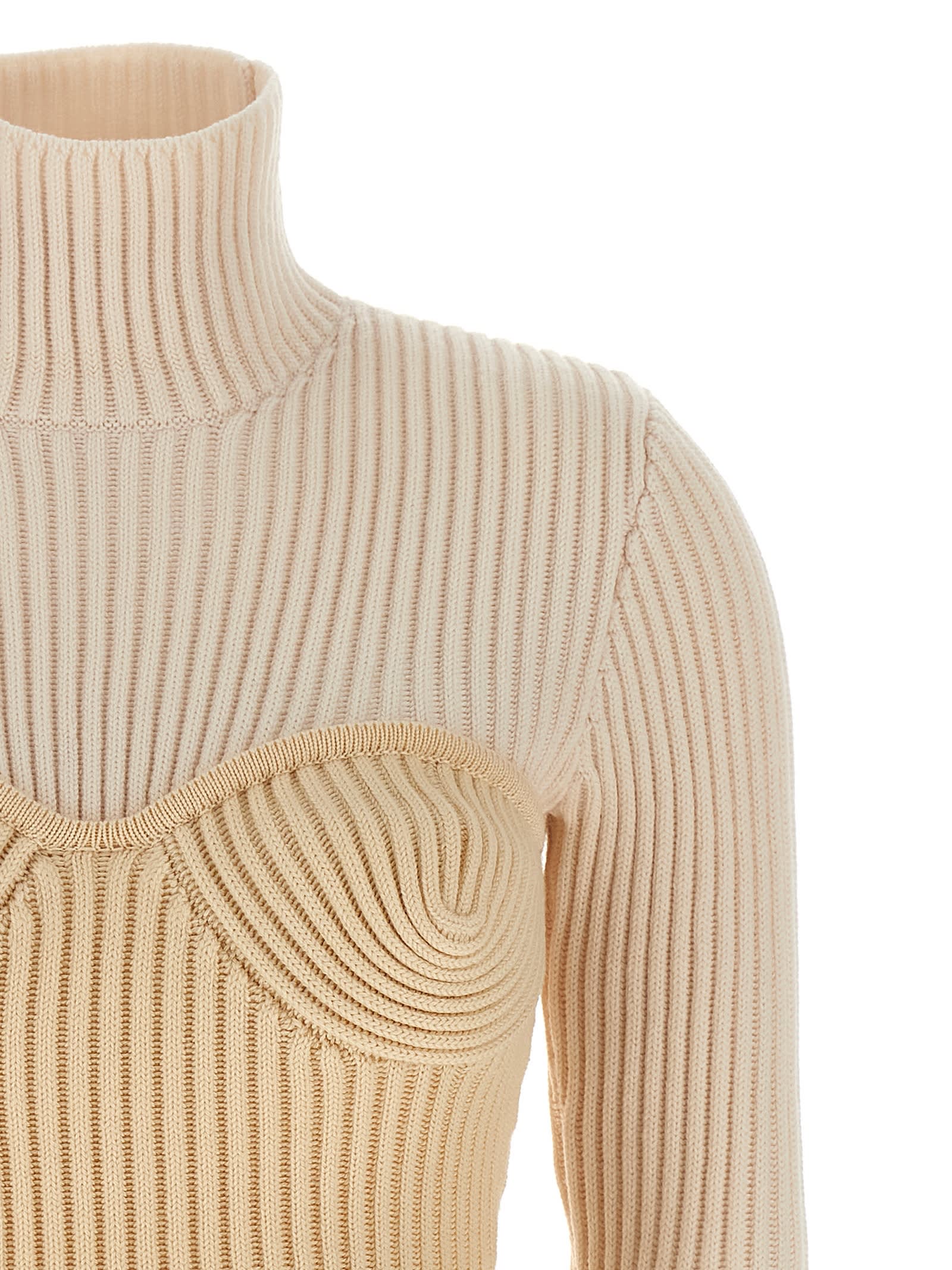 Jean Paul Gaultier Women Ribbed Corset Sweater In Gold